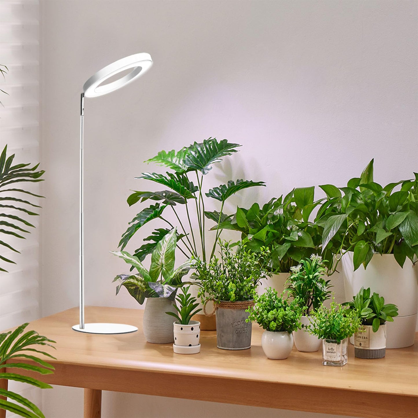 Yadoker 72 LEDs Full Spectrum Plant Grow Light for Indoor Plants，Height Adjustable, 6.3" Aluminum Housing,Automatic Timer with 8/12/16 Hours,10-Level Brightness,White Plant Light,1Pack