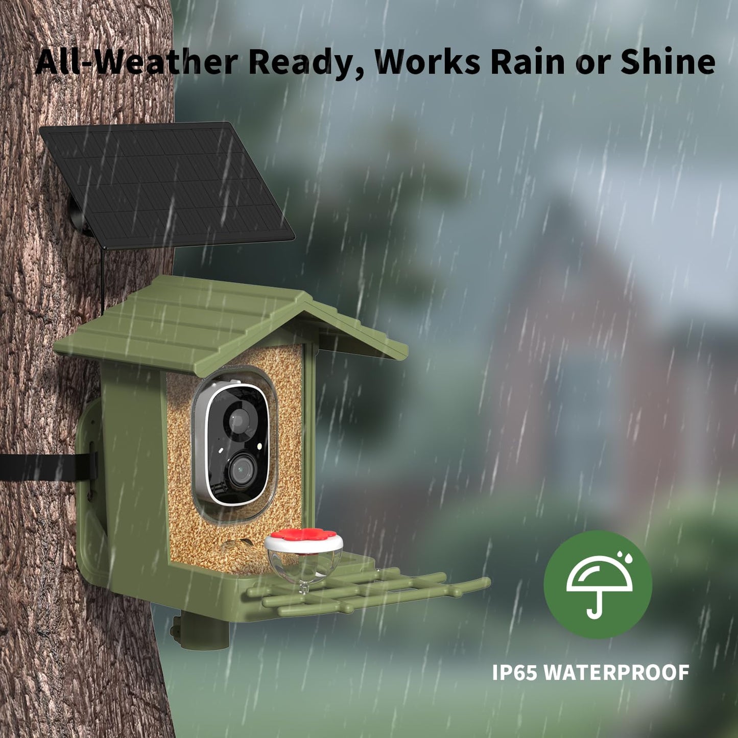 cbeyook Smart Bird Feeder Camera with AI Species Identifier | Solar Powered, 2.5K HD Video, Motion Alerts - Outdoor Garden & Birdwatching Gift