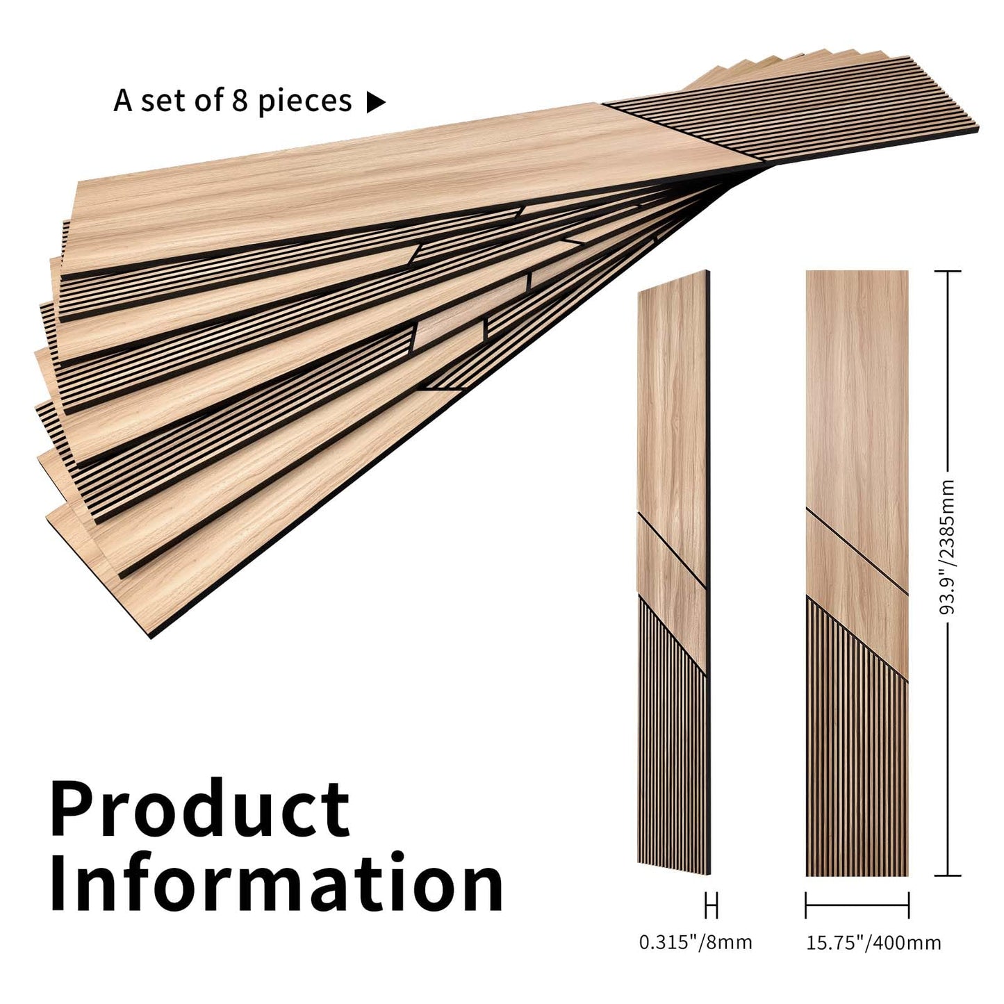 SSHENGYA 8-Pack Teak Wood Grain 3D Wall Panels with Adhesive, Peel and Stick PVC Wall Tiles for Accent Wall, Covers 82.15 Sq Ft for Luxury Living Room & Bedroom Decor