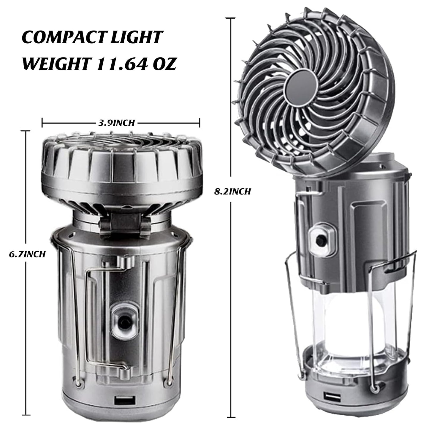 SupBri 2Pack Solar Camping Lantern with Fan, 3-Way Power Source,Rechargeable Lanterns for Power Outages, Camping Lights for Tent Hurricane Emergency Camping Gear Must Haves