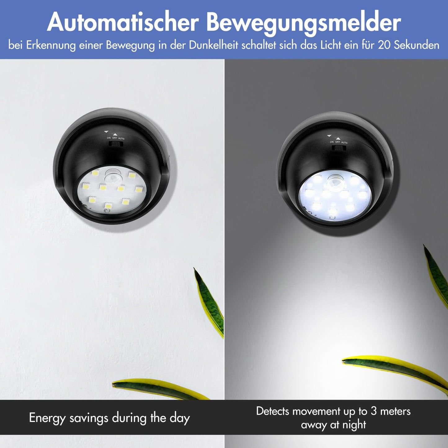Motion Sensor Outdoor Lights - Outdoor Motion Sensor Light Battery Operated Wireless Spotlight Motion Detector Security Light Auto On Off for Sheltered Porch Stair Hallway Garage Wall Shed (2 Pack)