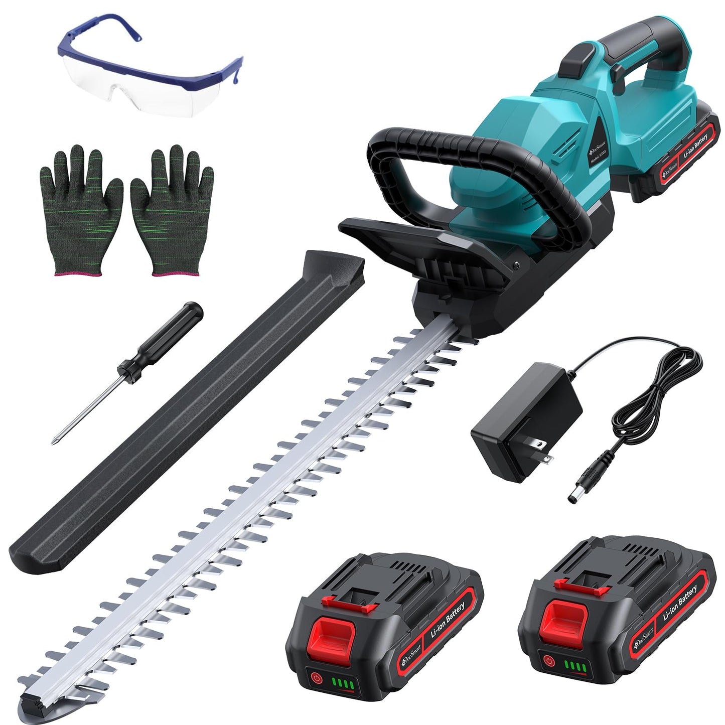 22'' Cordless Hedge Trimmer with 2 Rechargeable Batteries & Charger, 3000RPM Brushless Electric Handheld Bush Clipper, 180° Rotatable Head, 2/3'' Blade Gap, Gardening Gifts for Mother’s Day