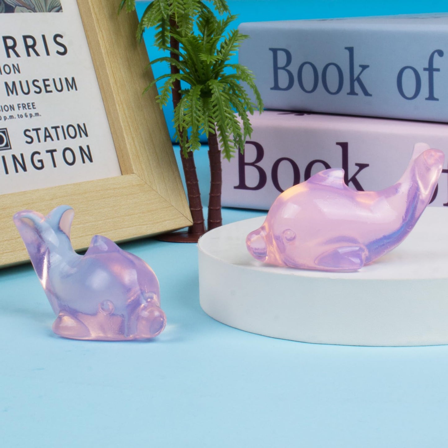 Hguxmcu Pink Opalite Crystal Dolphin Carving Hand Carved,1.8 Inch Dolphin Figurine Polished Gemstone Animal Sculpture Healing Stone Meditation Decor Gift Collection