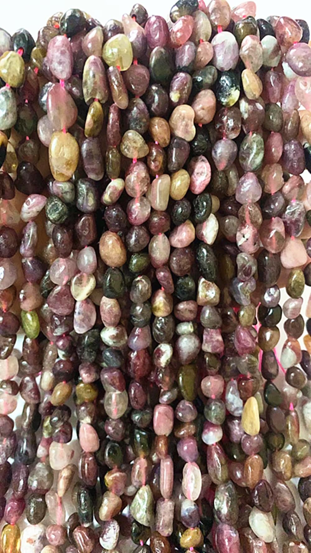 jodaying 6-8mm Natural Mutilcolor Tourmaline Nuggets Oval Free Tumbled Pebble Semi Precious Gemstone Loose Stone Beads Approx 15.5 inch for DIY Jewelry Making