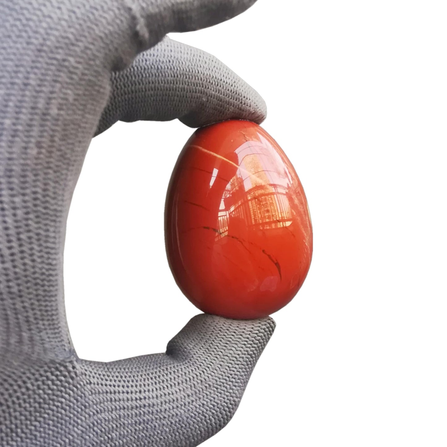 Sunshcat Natural Red Jasper Egg Shaped Meditation Chakra and Home Decor Balance Crystals and Healing Stones Statue Set,35 * 50mm Easter and Thanksgiving Gift,with Wooden Bracket