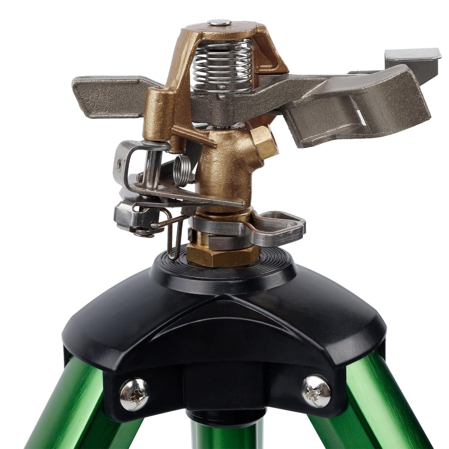 Biswing Impact Sprinkler Head on Tripod Base, Heavy Duty Lawn Sprinklers, 360 Degree Large Area Irrigation, Metal Sprinkler Nozzle & Solid Alloy Metal Extension Legs Flip Locks, 2 Pack