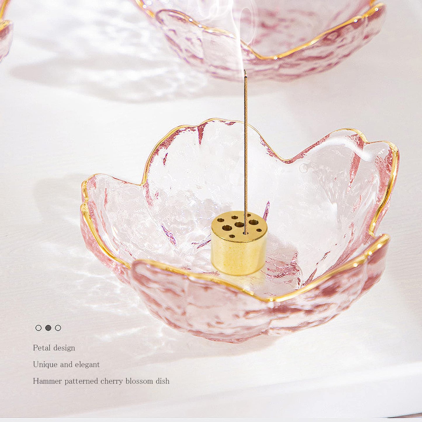 ziyue Incense Holder for Sticks and Backflow Incense, Handmade Glass Cherry Blossom Incenses Stick Holder with 9 Incenses Holes Incenses Burner Ash Catcher Ideal for Incense Burning, Home & SPA Decor