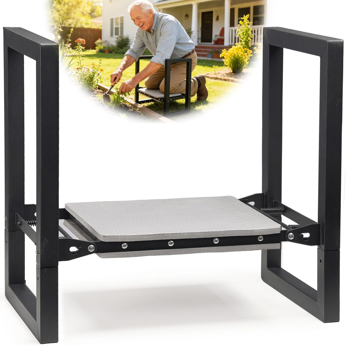 DIOVPLX Garden Kneeler and Seat Heavy Duty - 12.7" Wide Garden Kneeling Bench Stool with Handles, Folding Knee Seat Chair Gardening Gifts for Seniors Women Men Gardeners Pain-Free Weeding Planting