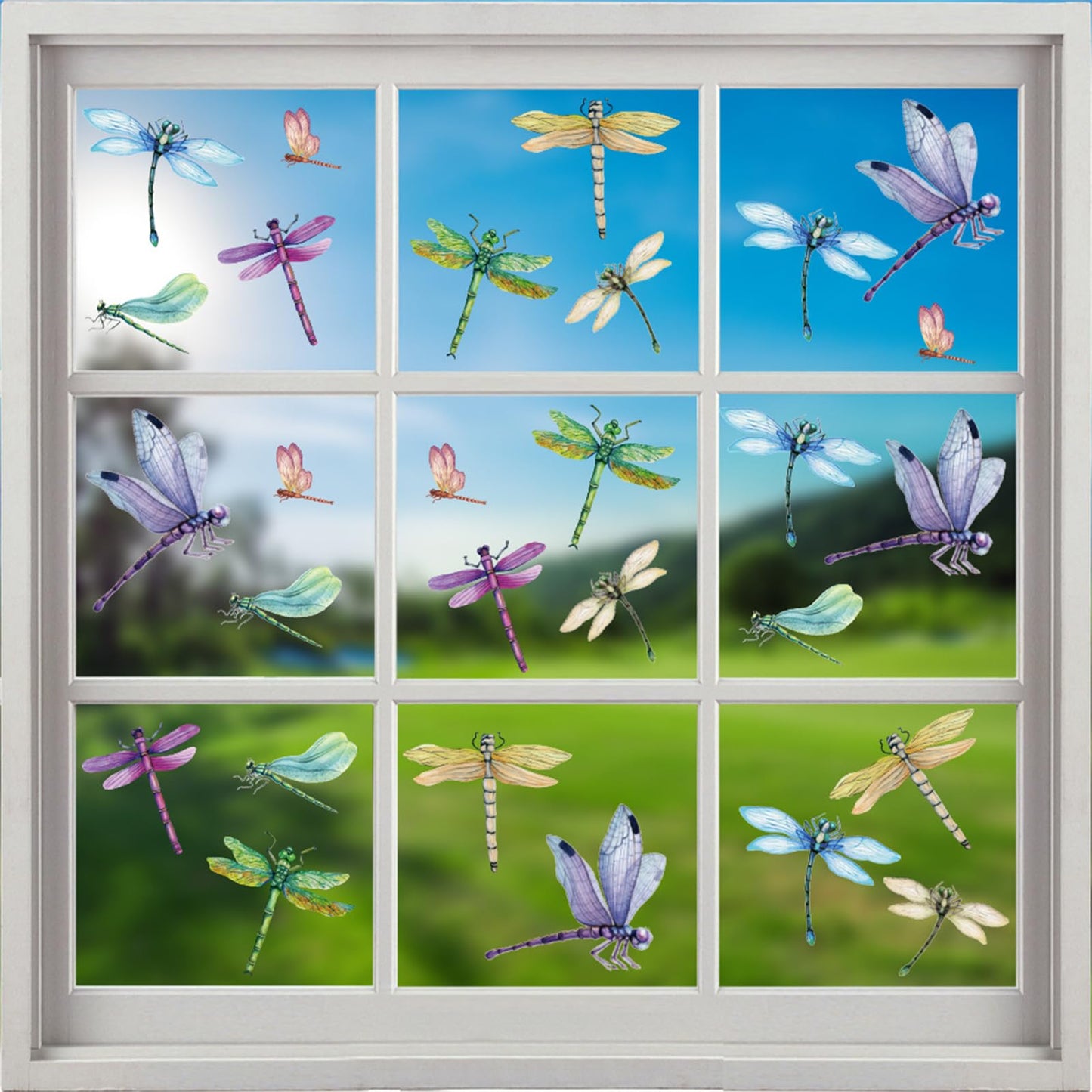 32 Pieces Dragonfly Window Clings Anti-Collision Window Decals Glass Alert Static Decals Prevent Birds Window Strikes for Glass Living Room Door Decoration