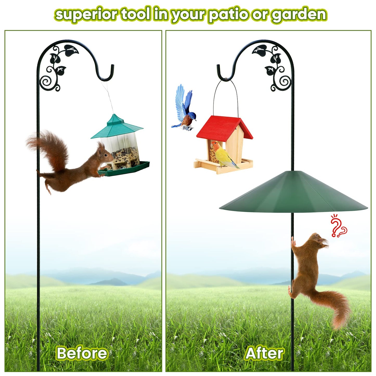 24-inch Large Outdoor Squirrel Baffles for Bird Feeders Pole, Two Way Use, Green Color