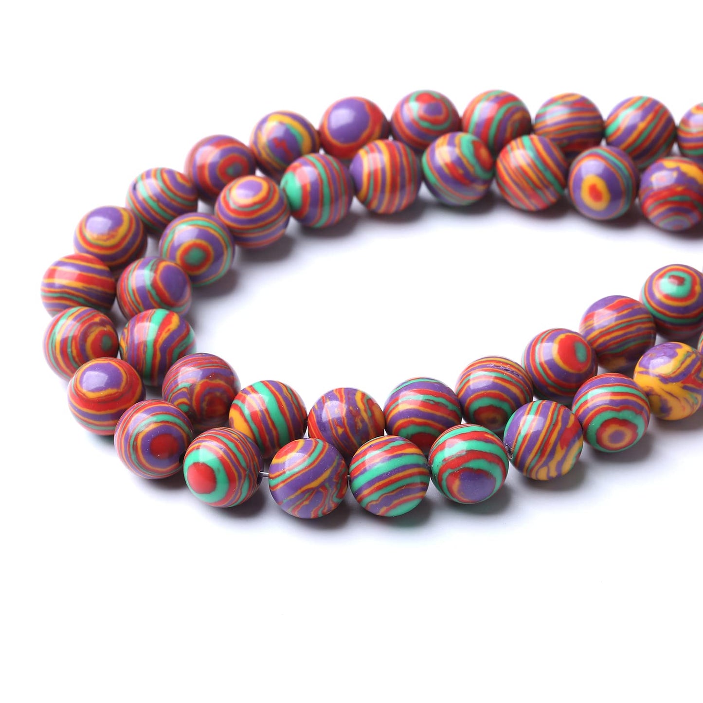 60pcs 6mm Natural Stone Beads Rainbow Malachite Round Loose Beads for Jewelry Making DIY Bracelet Crystal Energy Healing Power Stone (6mm, Colorful Malachite)