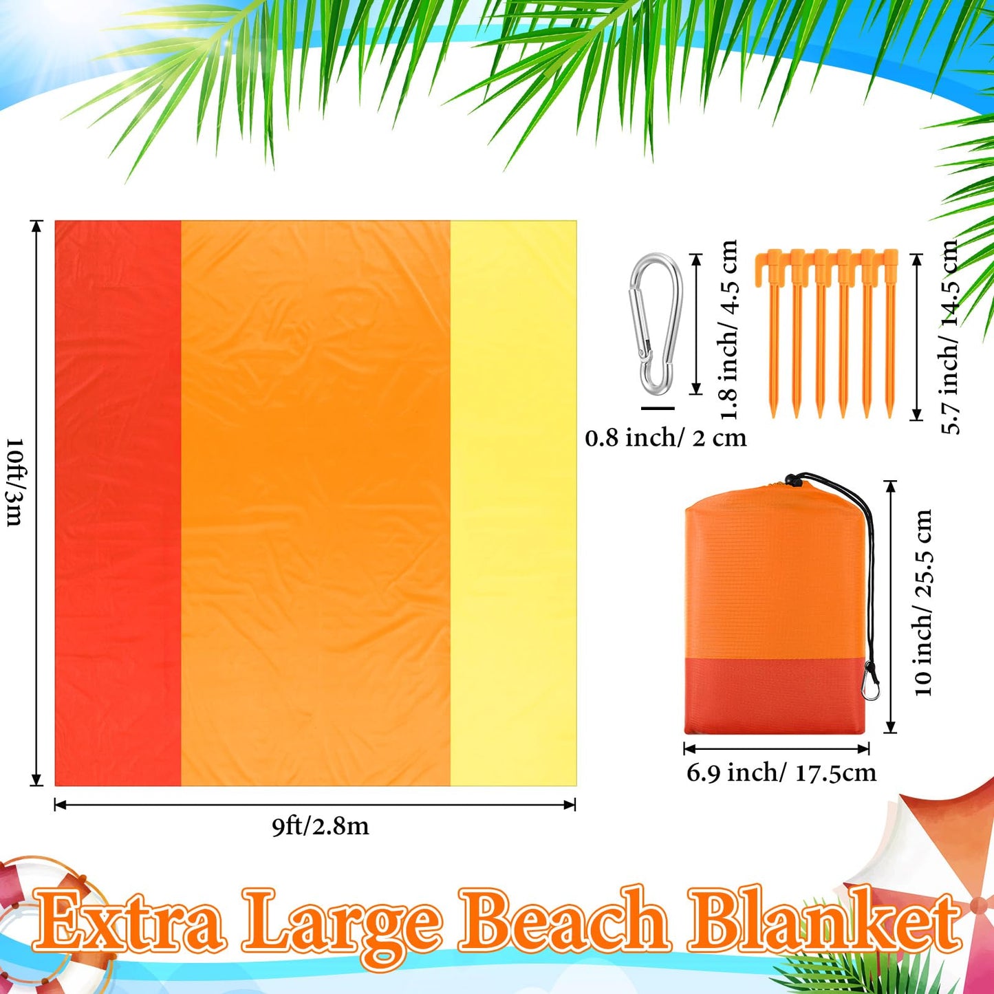 Drydiet Extra Large Beach Blanket Sandproof Waterproof 10 x 9 ft Beach Mat for 2-8 Adults Oversized Quick Drying Outdoor Picnic Blanket Lightweight Sand Free Mat for Travel Camping Hiking(Yellow)