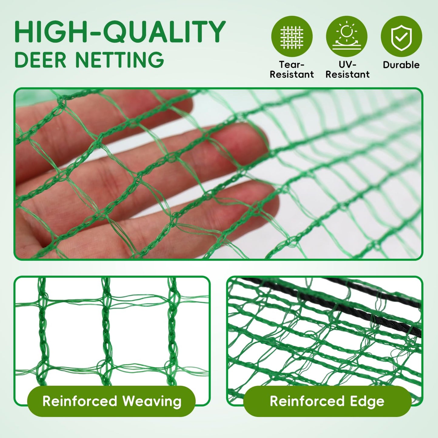 DOLEMODUO Plastic Mesh Fencing 4FT x 50FT, Garden Bird Netting & Deer Fence, Temporary Animal Barrier for Deer Pets Rabbits Chickens Wildlife, Green Protective Netting for Plants Fruit Vegetables