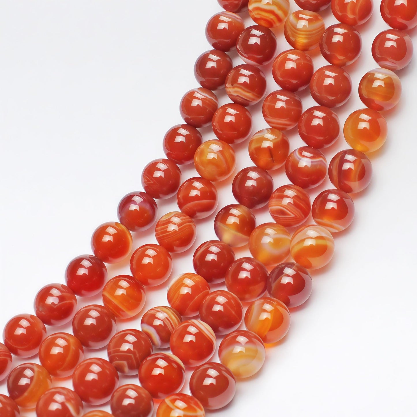 MJDCB Natural Red Striped Agate Beads Round Loose Beads for Jewelry Making DIY Bracelet Necklace (10mm)