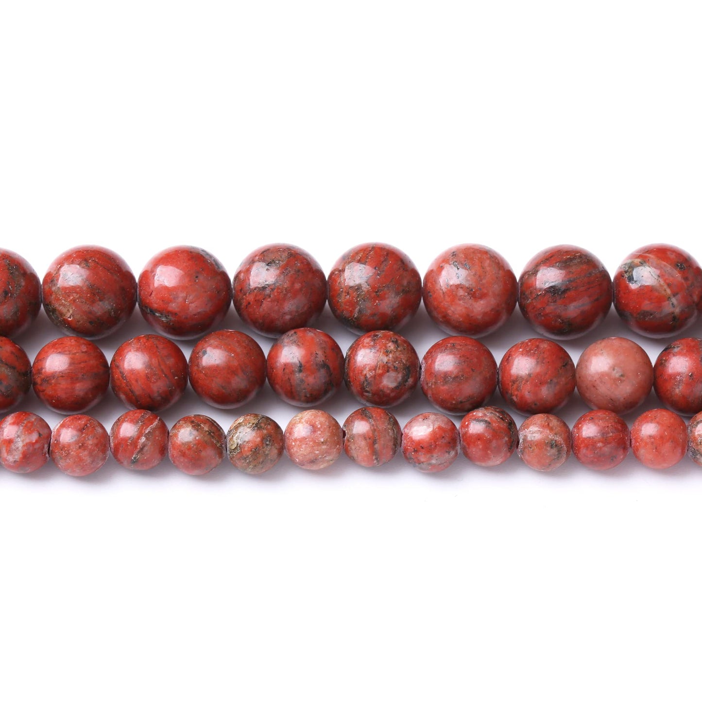10MM Sesame Red Round Loose Beads Natural Gem Beads Crystal Energy Stone Beads for Jewelry Making DIY Bracelet Necklace