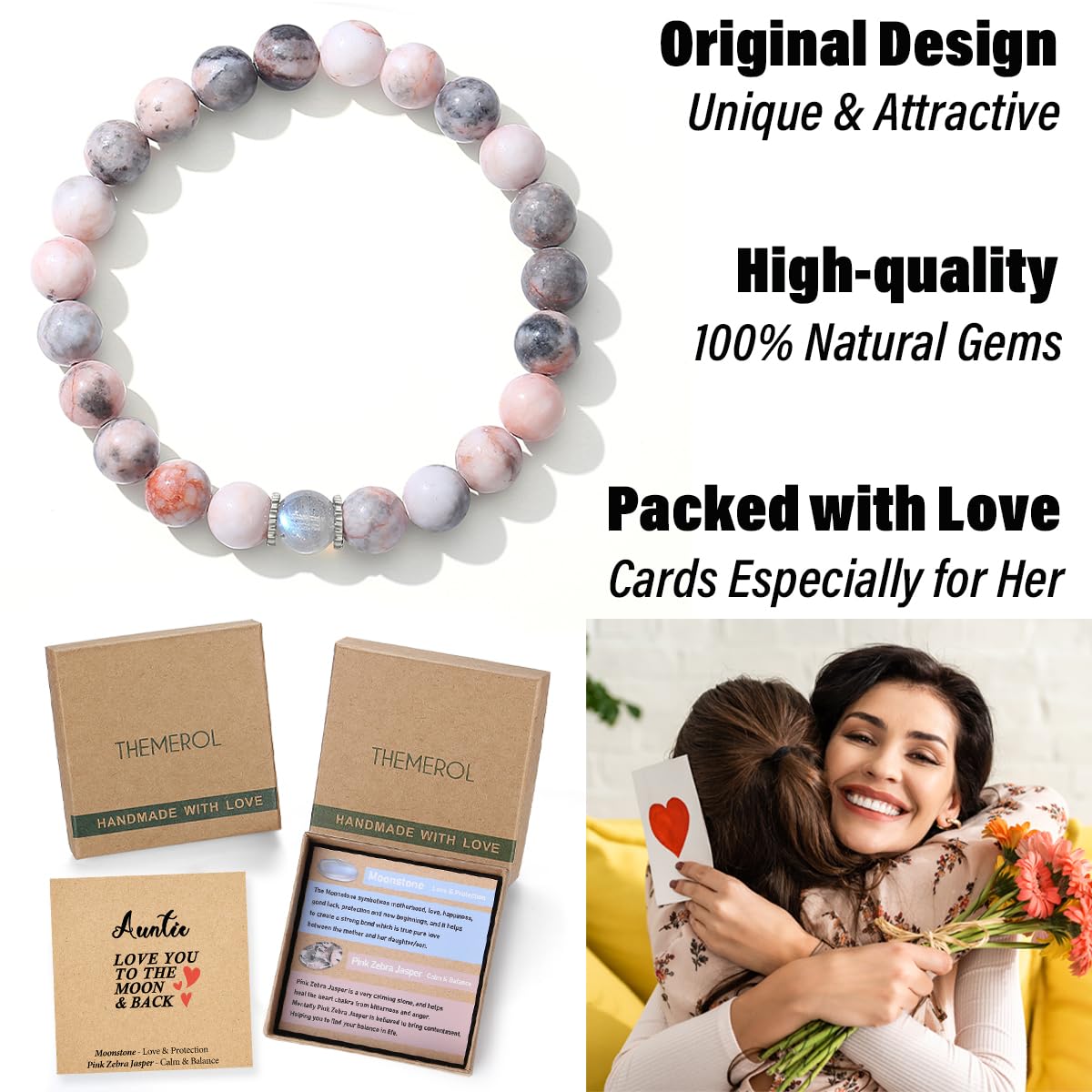 THEMEROL Aunt Gifts from Niece Auntie Gifts from Nephew Best Aunt Ever Bracelet Birthday Mothers Day Gift Just Because for Her Galentines Valentines Day Christmas Easter