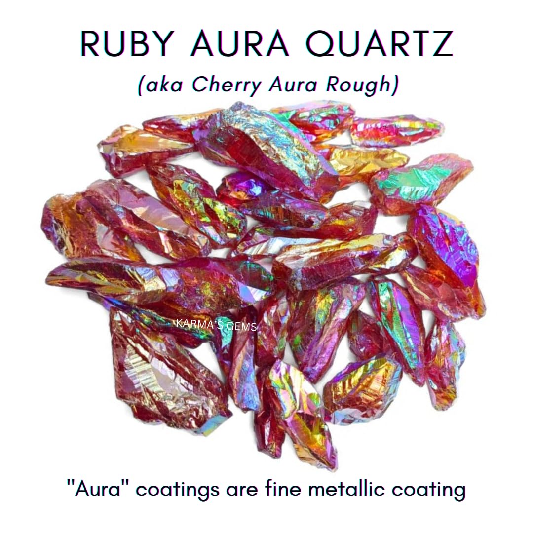 Crystals, Rocks, Jade, Crystals and Healing Stones, Witchcraft Supplies, Healing Crystals, Stones, Healing Stones, Rock Collection, Agate, Raw Stones (Ruby Aura Quartz, 2 Pcs)