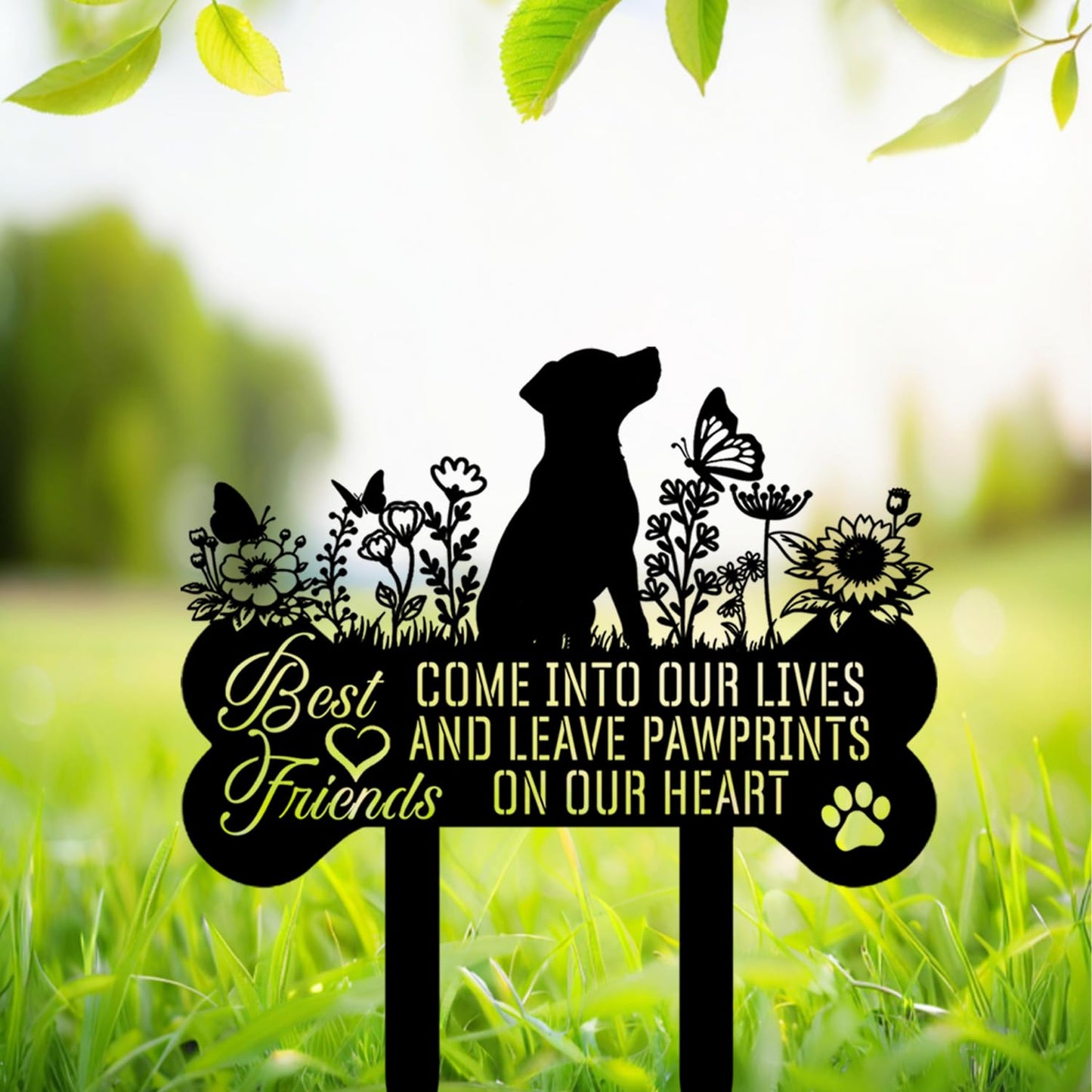 VUZUCOSH Pet Grave Markers Dog, Metal Pet Metal Memorial Garden Stake, Pets Waterproof Grave Stakes Plaque, Pet Headstone Garden Memorial Graves, Metal Dog Garden Decor 12"