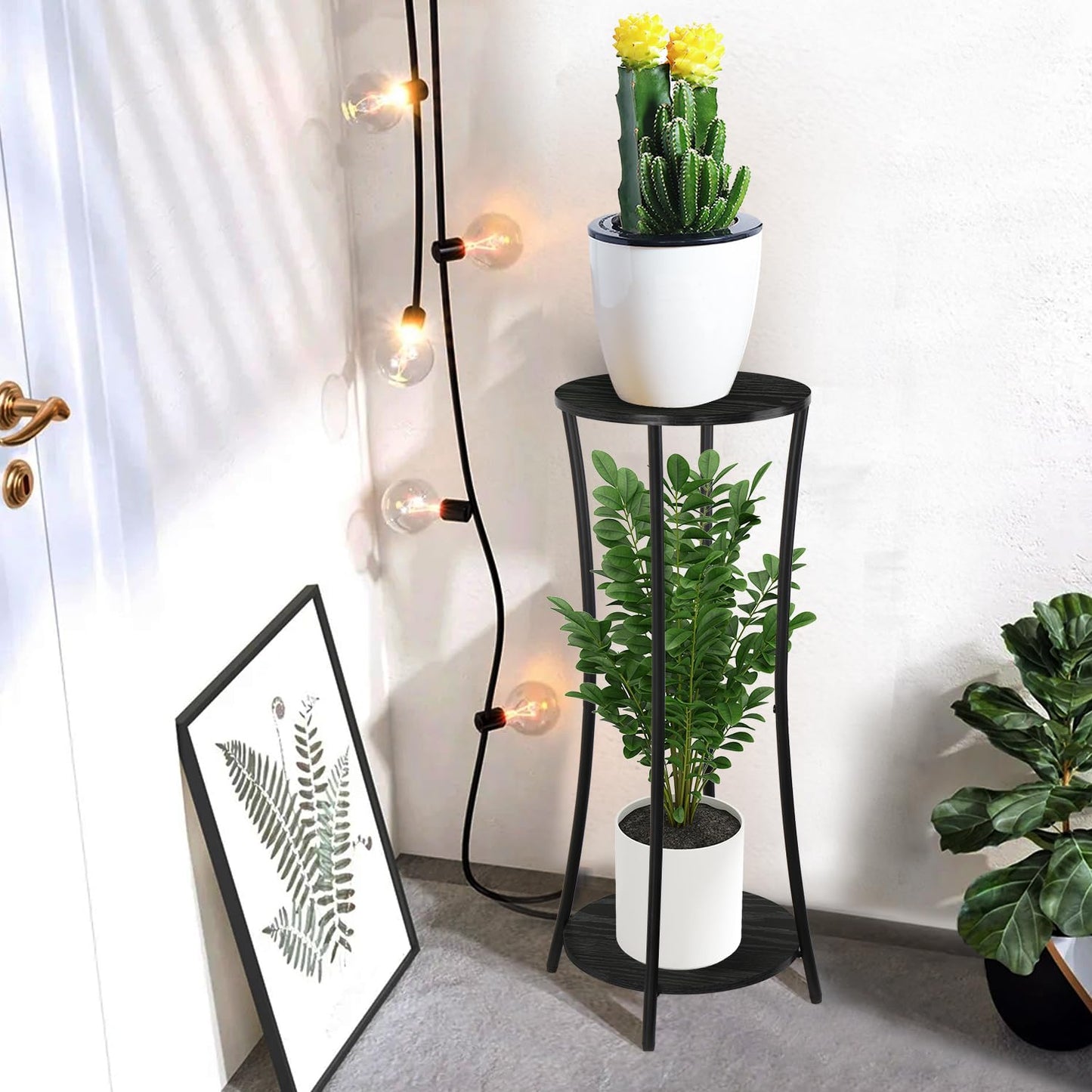 YINMIT Plant Stand Indoor,Round Potted Holder Rack,Flower Pot Stand Shelf,Round Supports Rack,Corner Plant Shelf for Balcony Garden Patio Living Room,Black