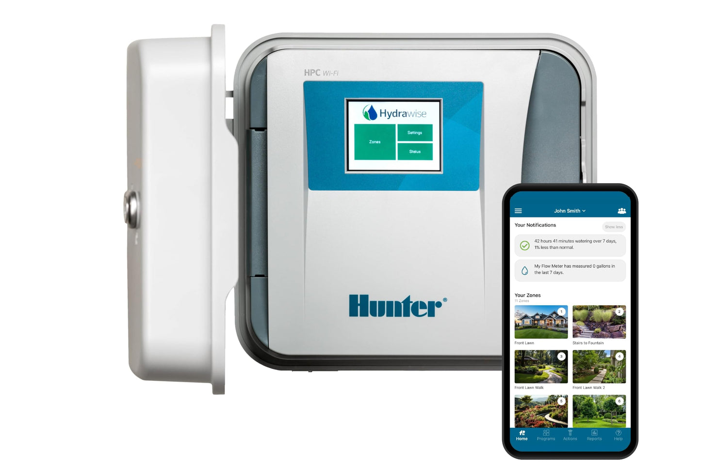 Hunter Hydrawise HPC400 Smart WiFi Irrigation Controller for Lawns and Gardens, 4 Zone, Expandable to 32 Zones, Weather Based, App Controlled Sprinkler System