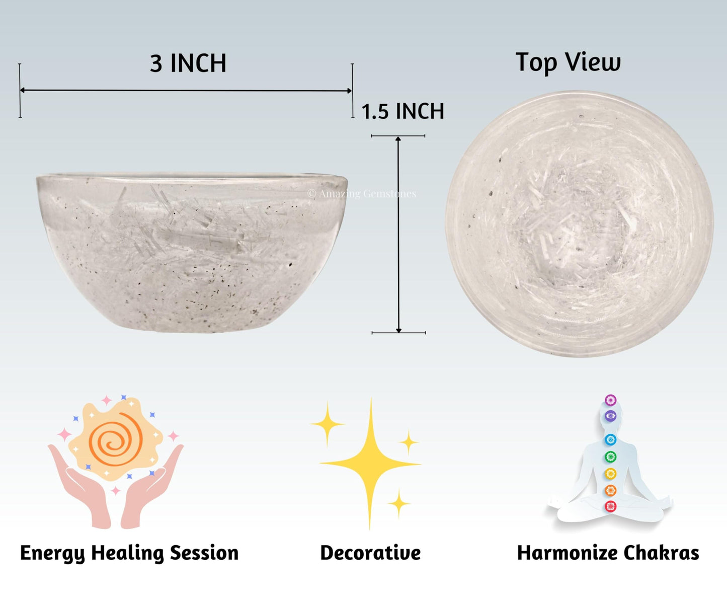 Amazing Gemstone Selenite Orgonite Orgone Crystal Gemstone Bowl - 3" Orgonite Selenite Crystal Bowl for Meditation, Crystals and Healing Stones Gift and Protection