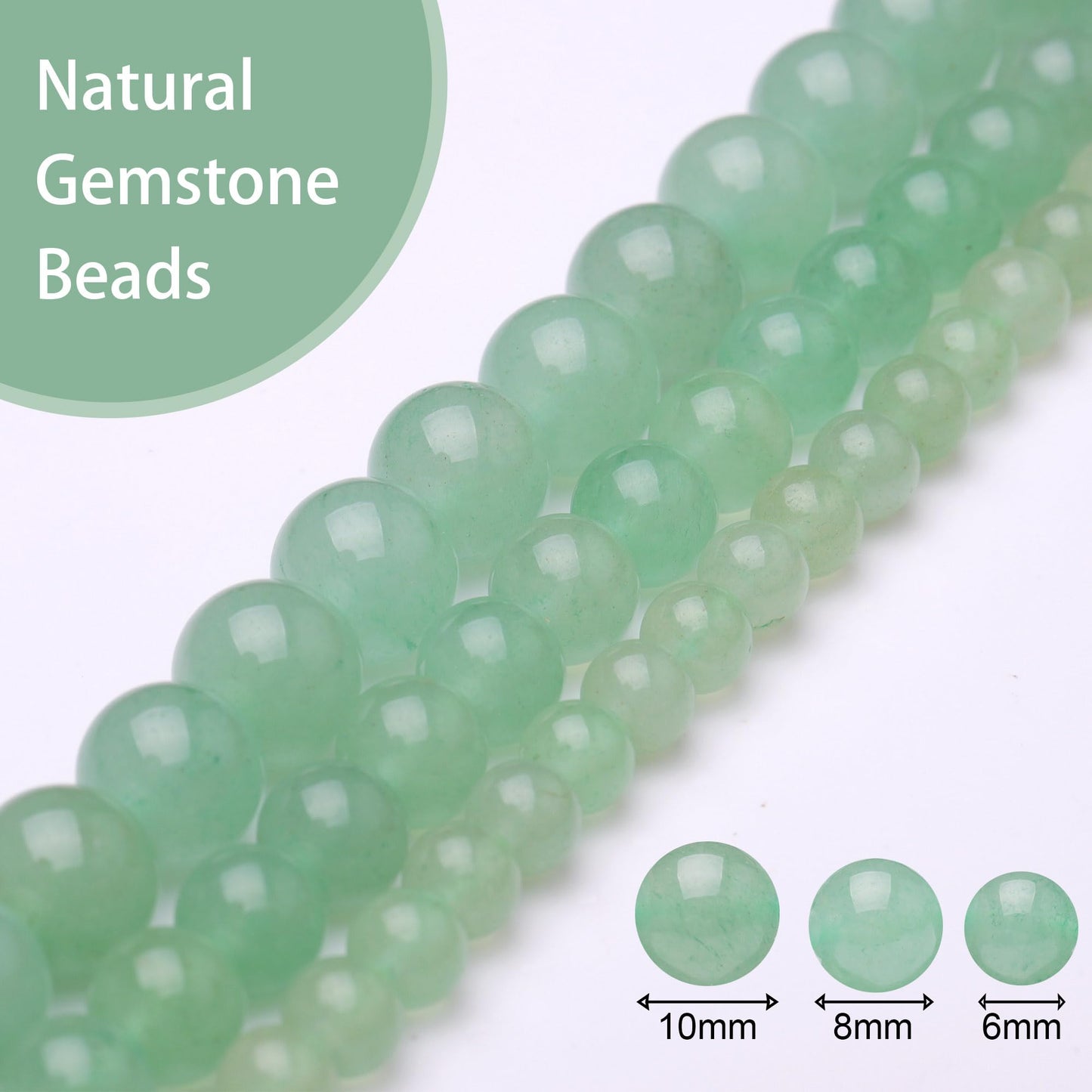 Chicager Natural Stone Beads for Jewelry Making,8mm Green Aventurine Polished Smooth Round Gemstone Beads for Bracelet Necklace 15 Inch