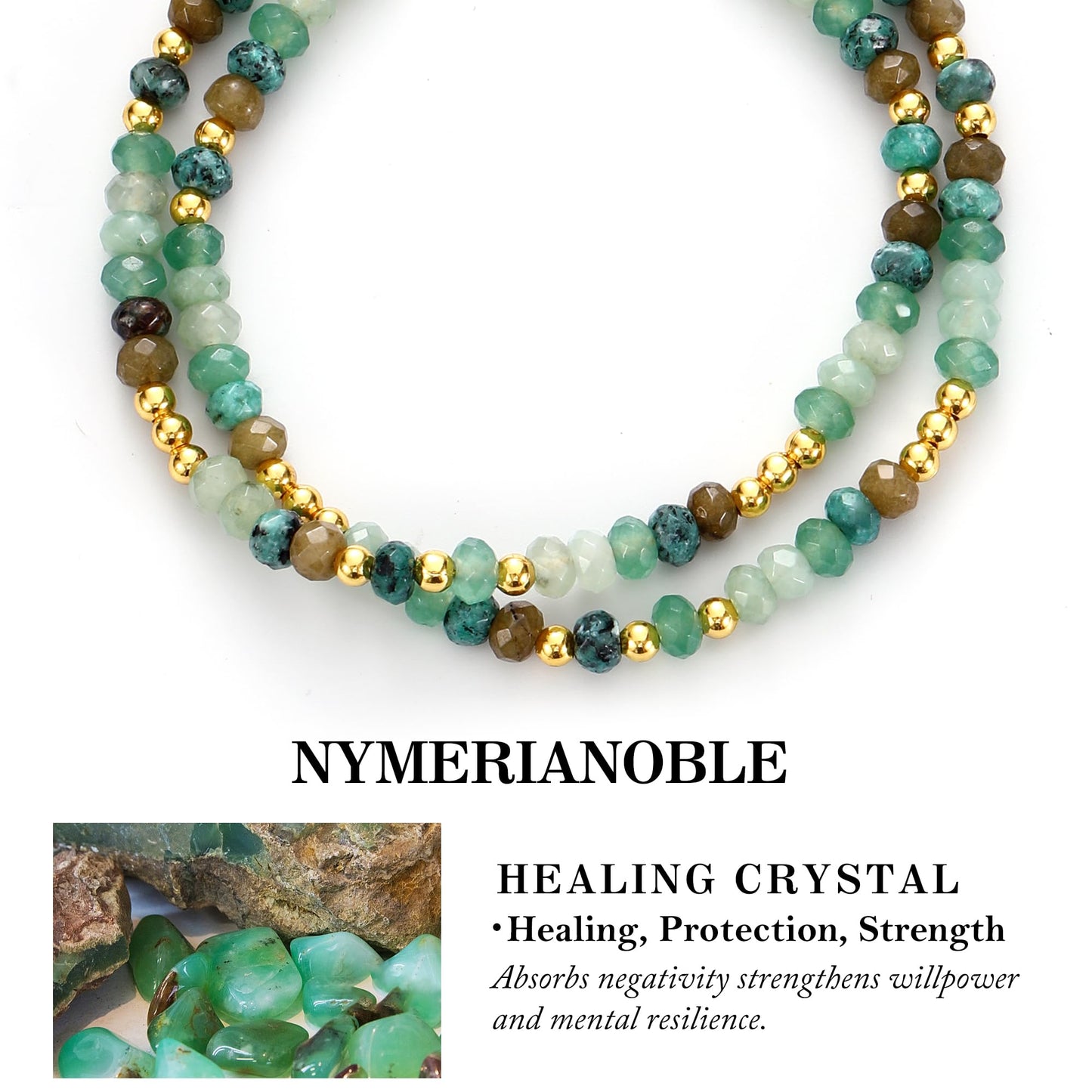 Nymerianoble Healing Crystals Green Bracelets for Women, Gemstone Bracelet Stress Relief Gifts Natural Stone Bracelet Spiritual Gifts for Women Gls Sister