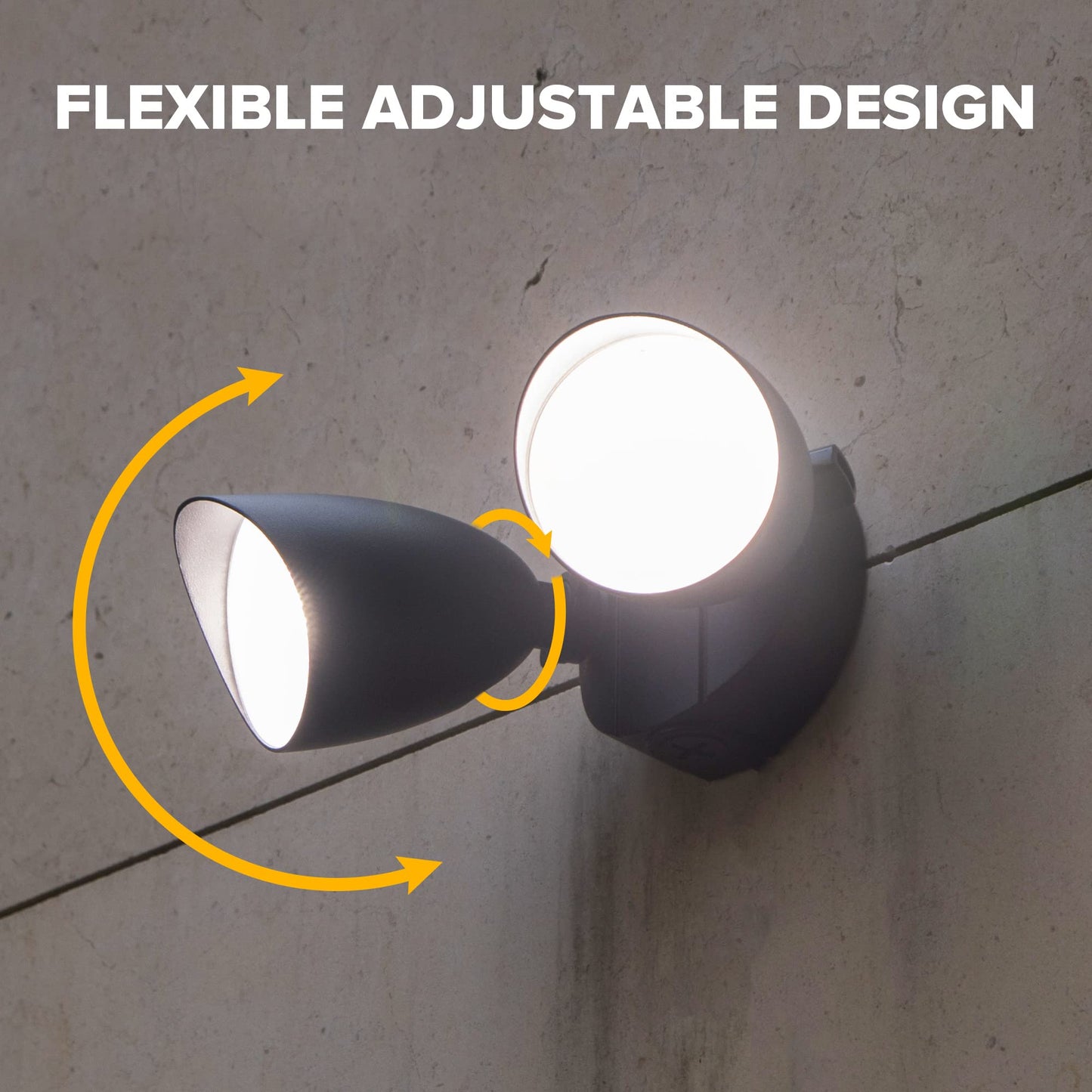 UME 2-Packs 2500 Lumen 32 Watt 28 LED Dual-Head Floodlight Outdoor, Full Metal Design, Waterproof Exterior Security Wall Light 5000K for Patio, Garden, Yard-Black