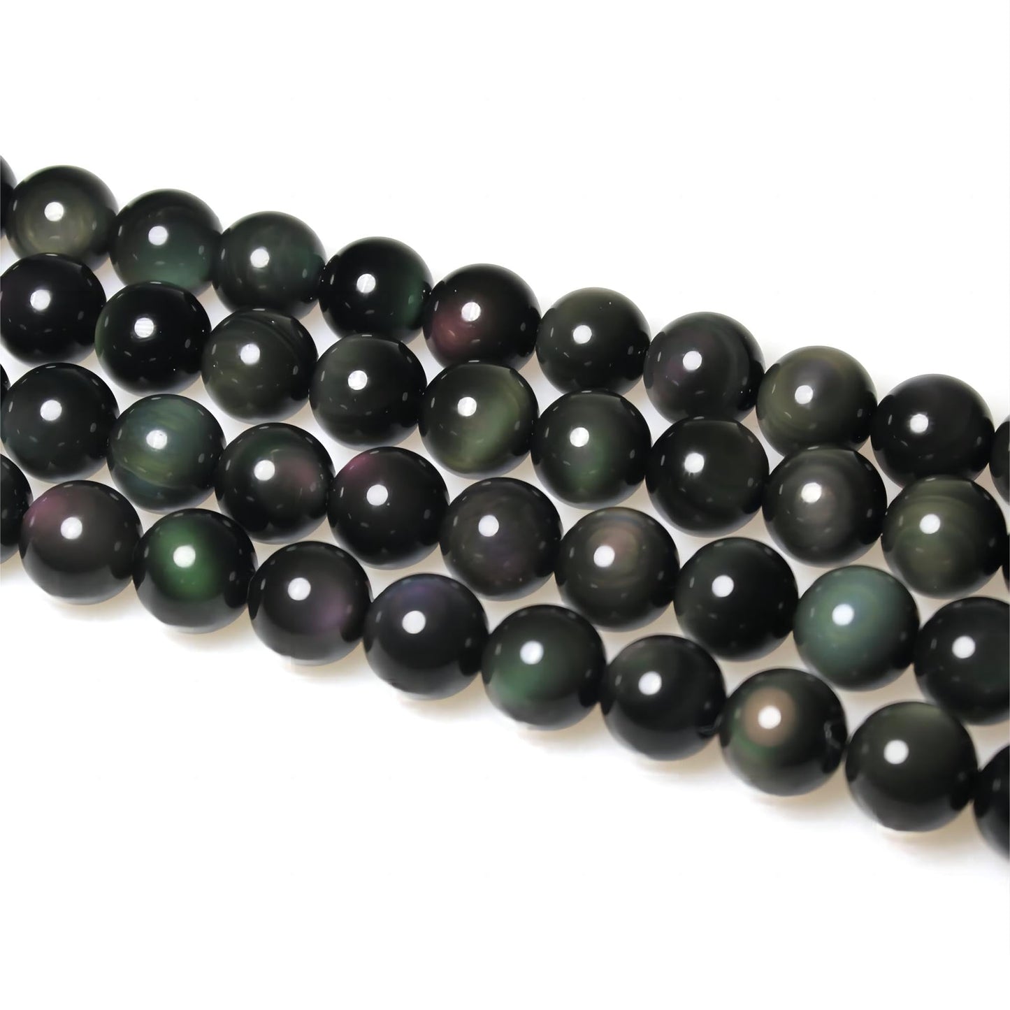 MJDCB Rare Collection Natural Stone Beads Rainbow Obsidian Round Loose Beads for Jewelry Making DIY Bracelet Necklace (8mm)