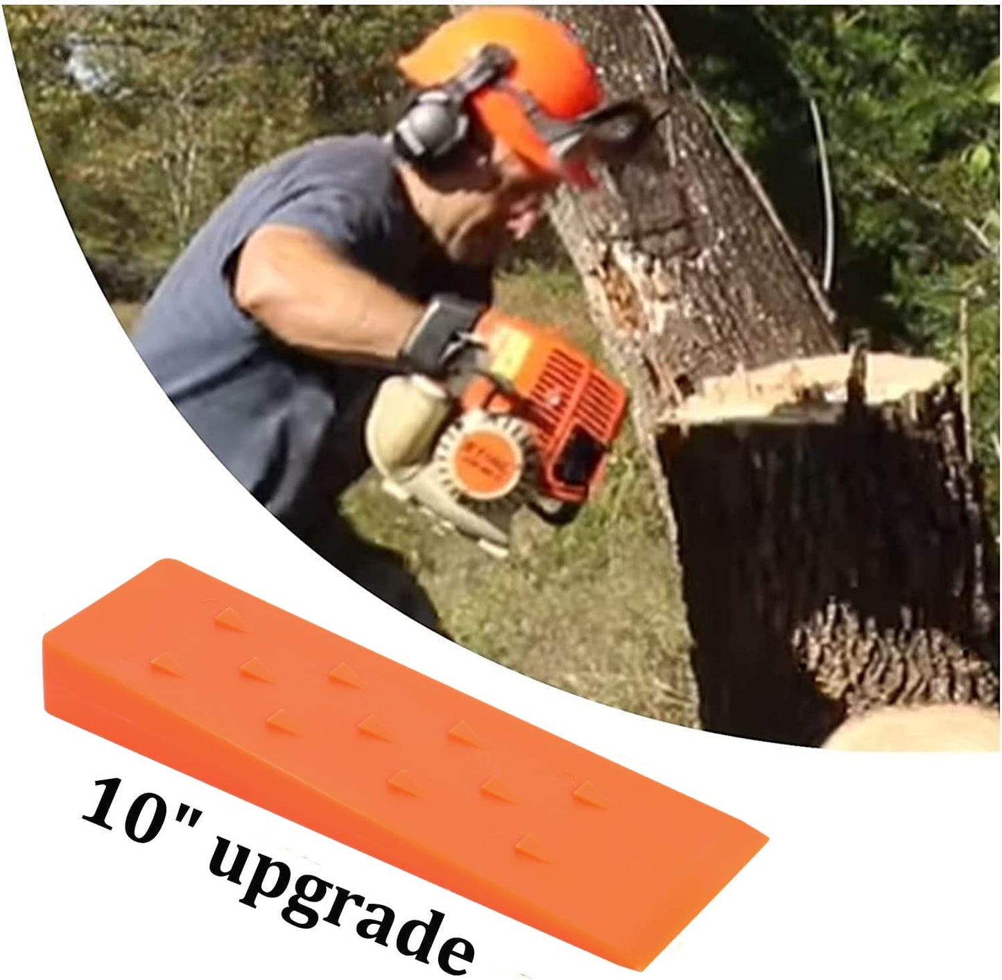 Poweka 10'' Tree Felling Wedges with Spikes for Safe Cutting, Orange ABS Plastic Wood Splitting Tree Cutting Wedge, Logging Supplies Tools and Chainsaw Accessories(6 Packs)