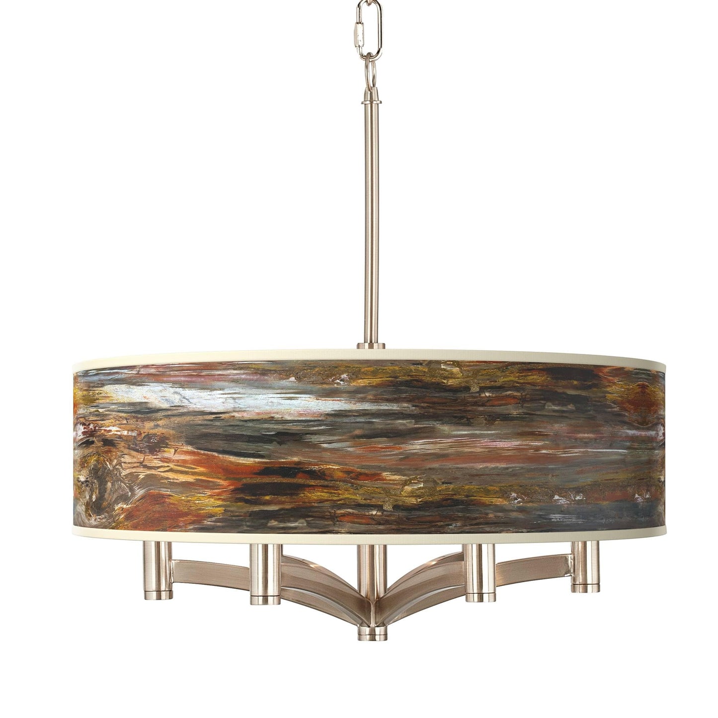 Giclee Glow Ava 20" Wide Embracing Change Print Shade Nickel Chandelier