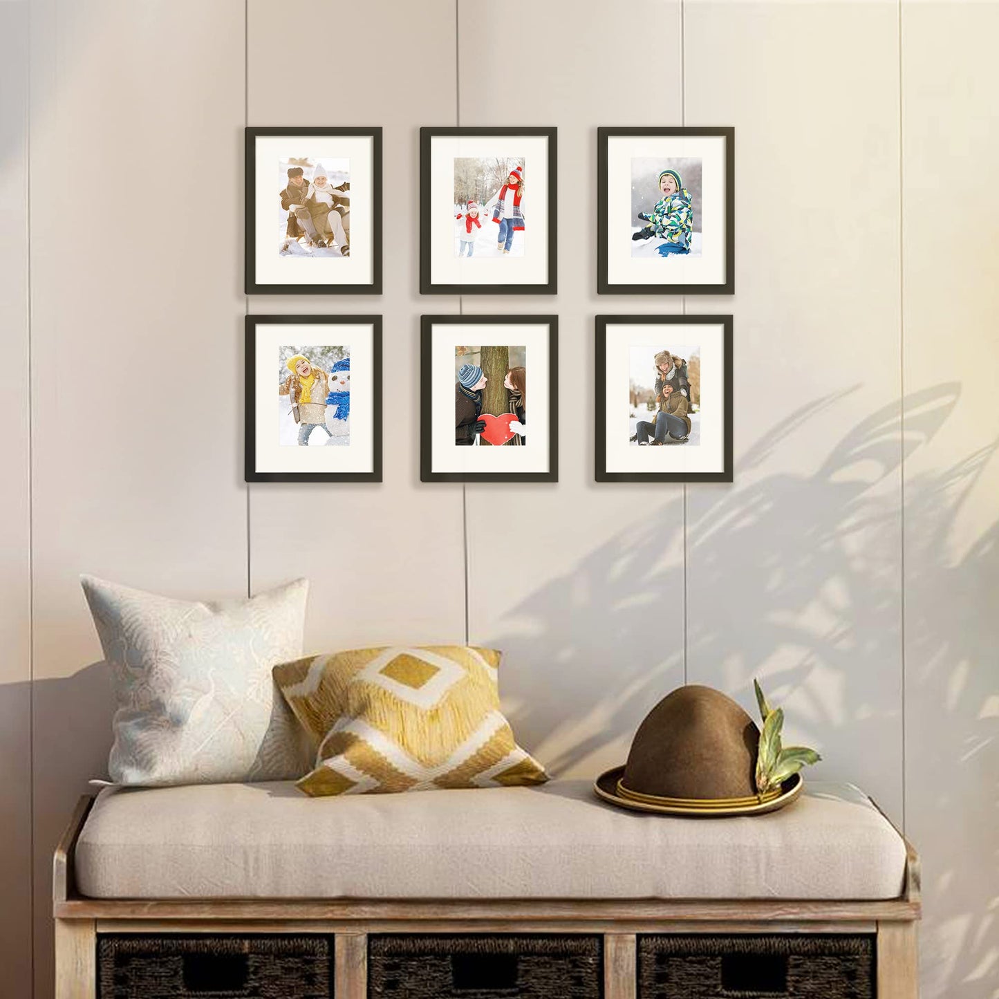 upsimples 8x10 Picture Frame Set of 10, Display Pictures 5x7 with Mat or 8x10 Without, Multi Photo Frames Collage for Wall or Tabletop Display, Black