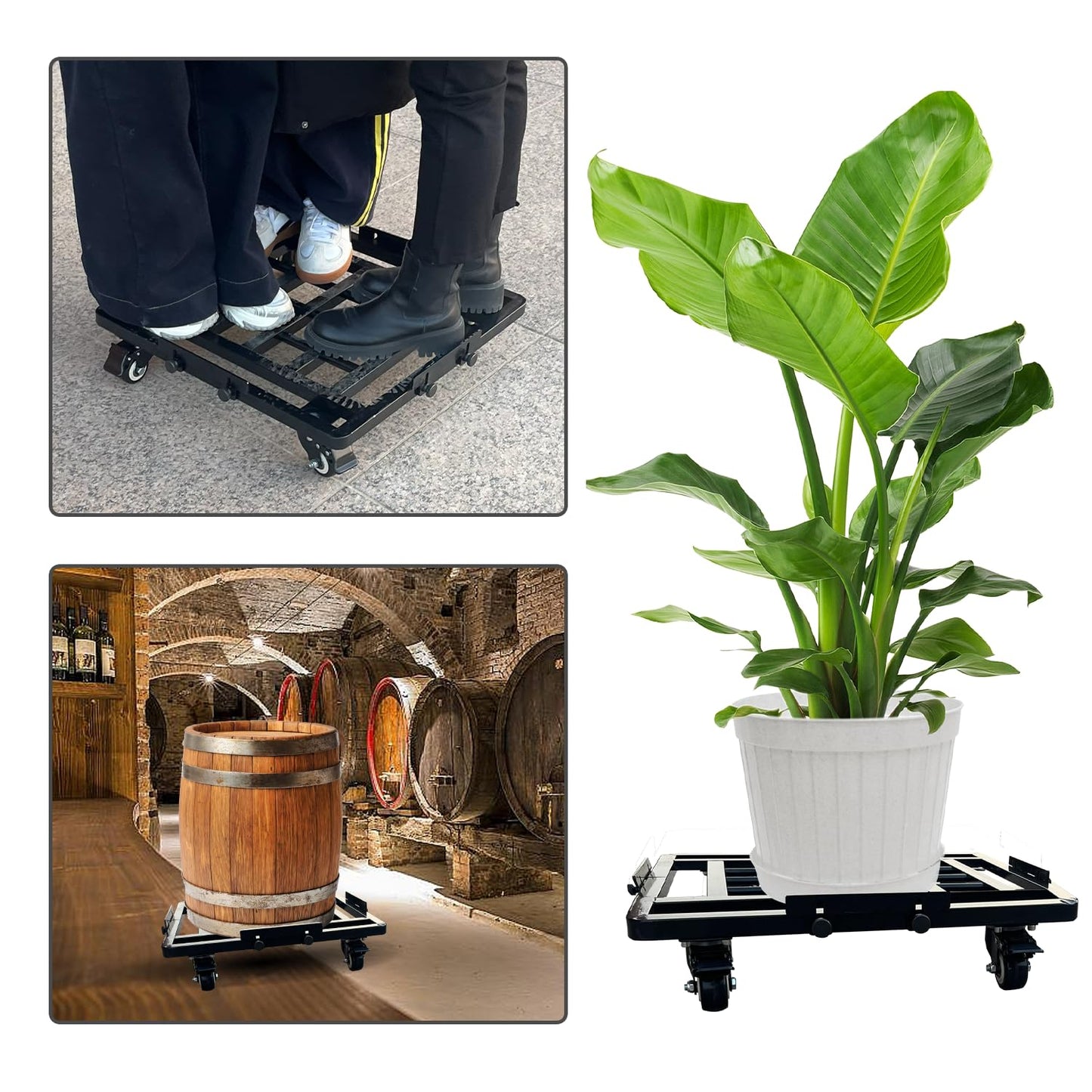 22" Plant Caddy with Wheels Heavy Duty, Metal Rolling Plant Mover Stand Indoor Outdoor, with Lockable Caster Wheels, Large Plant Pots, Parasol Stands and Bases or Plant Stand