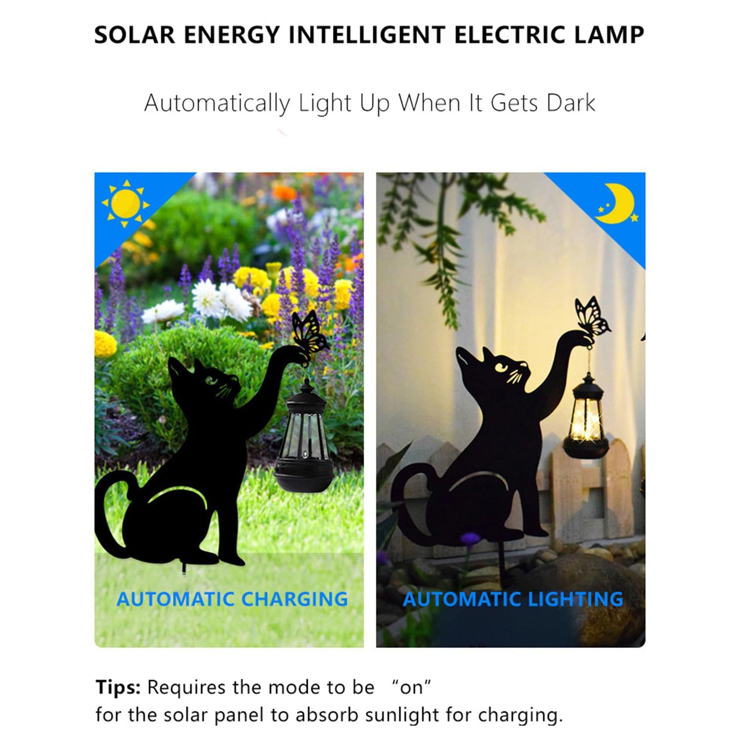 DOMSCIEN Solar-Powered Black Dog&Cat Garden Decor Stakes - Metal Silhouette Figurine for Outdoor Yard, Lawn, and Patio Decoration