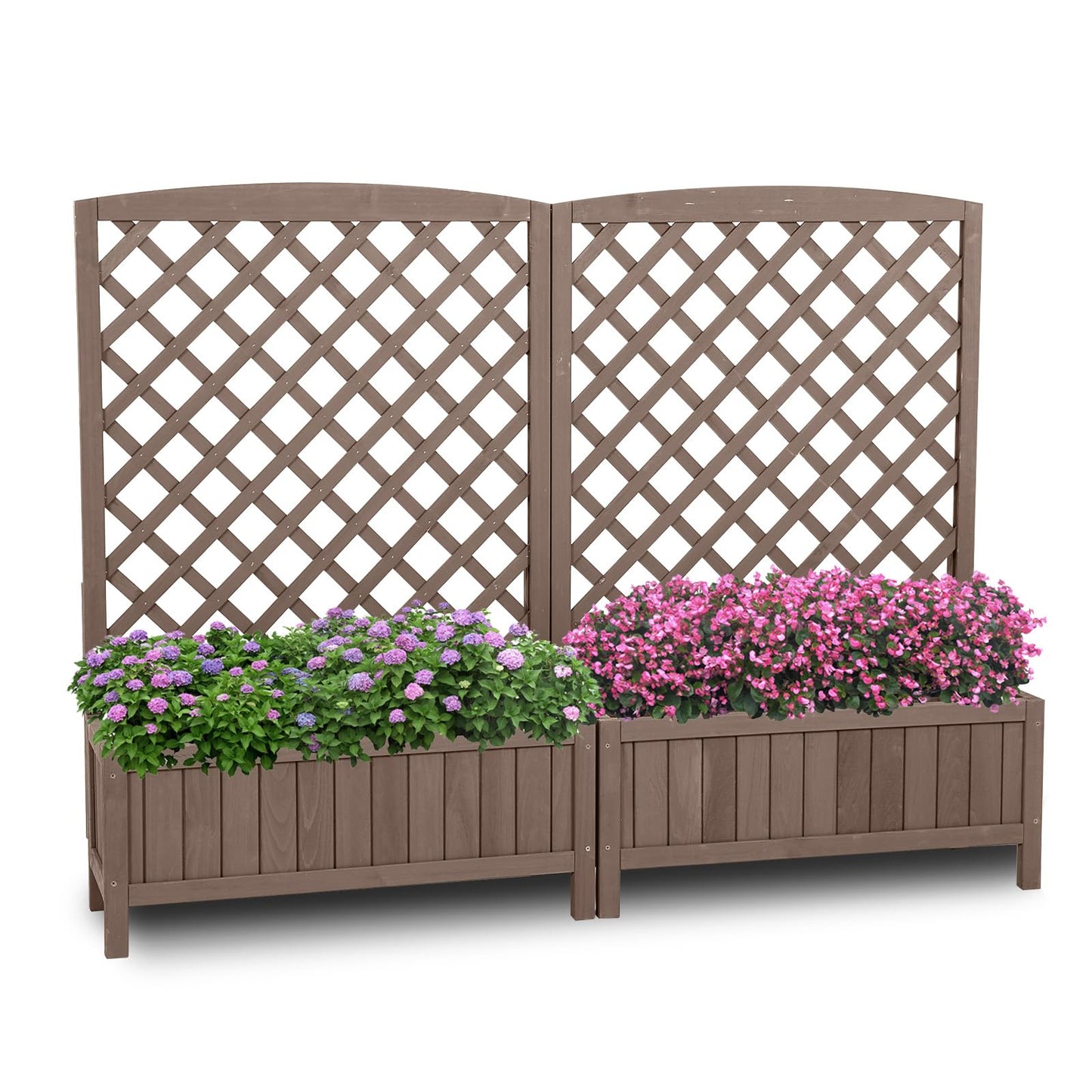 GUTINNEEN Planter Box with Trellis Outdoor Tall Flower Standing Vertical Lattice Frames for Climbing Plants Large Bottom Space for Patio Garden Flower Bed
