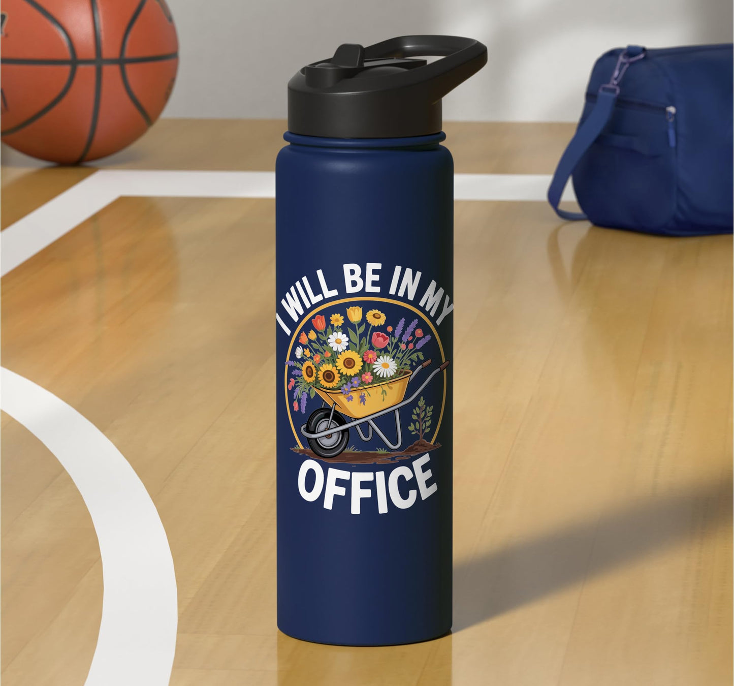 Funny Gardening Office Wheelbarrow Flowers Garden Hobbyist Stainless Steel Insulated Water Bottle