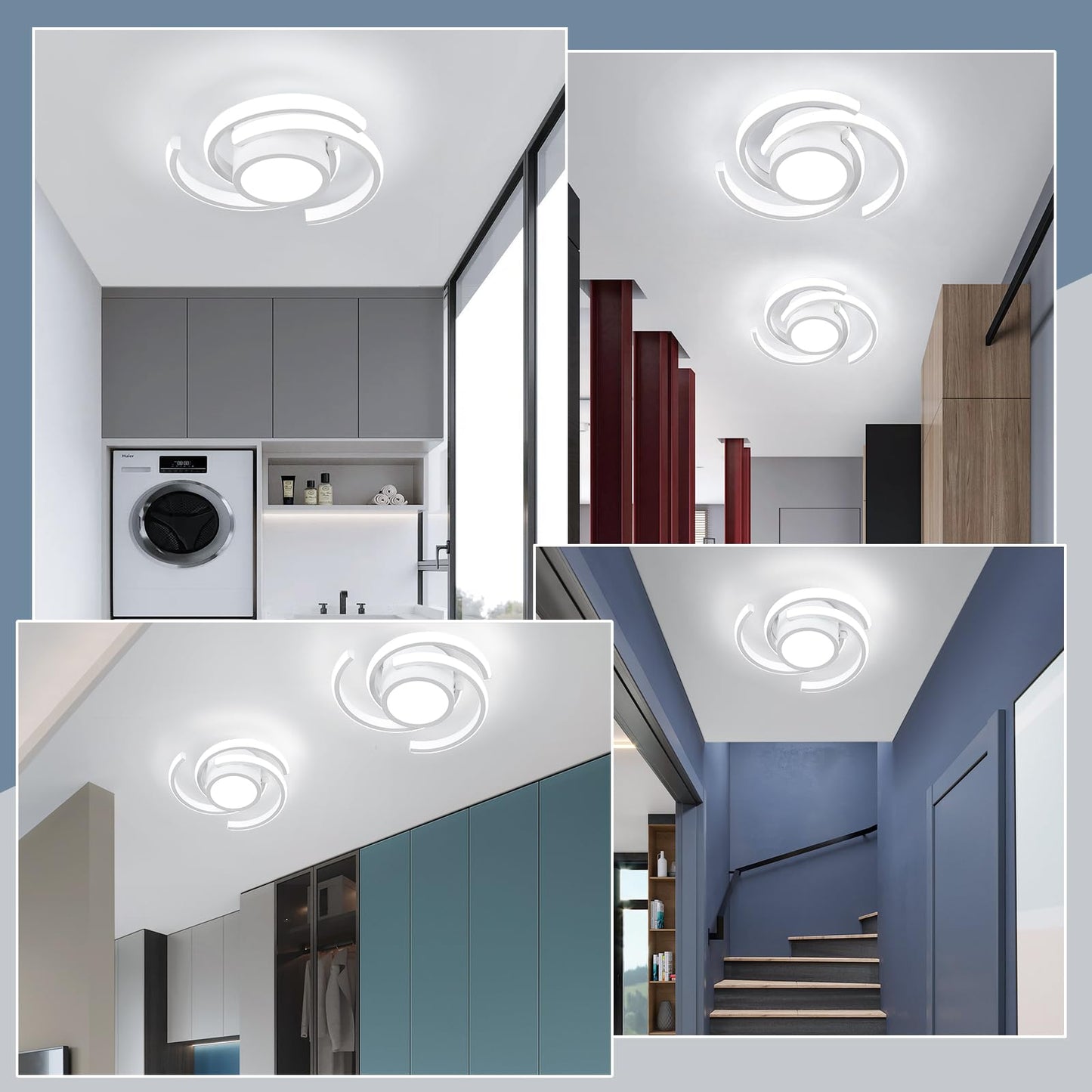 ADISUN LED Modern Ceiling Light,6000K Semi Flush Mount Ceiling Light Fixture,Unique White Ceiling Lights Fixtures for Living Room Bedroom Corridor Aisle Hallway Indoor Ceiling Lamp (D11 in*H3.9 in)