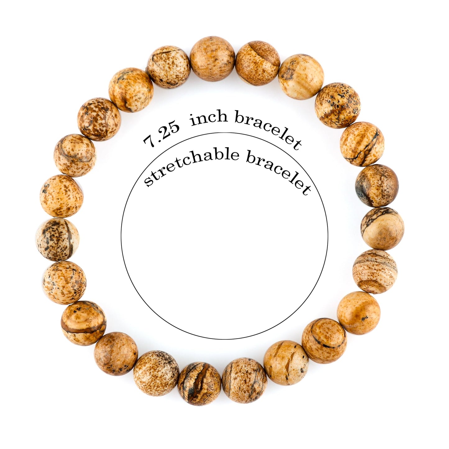 CRYSTALINES Natural Picture Jasper Gemstone Stretchable Bracelet for Men Women | Handmade Stretch Jewelry | Chakra - Healing - Yoga - Spiritual | Birthstone | Unisex | Healing Bracelet