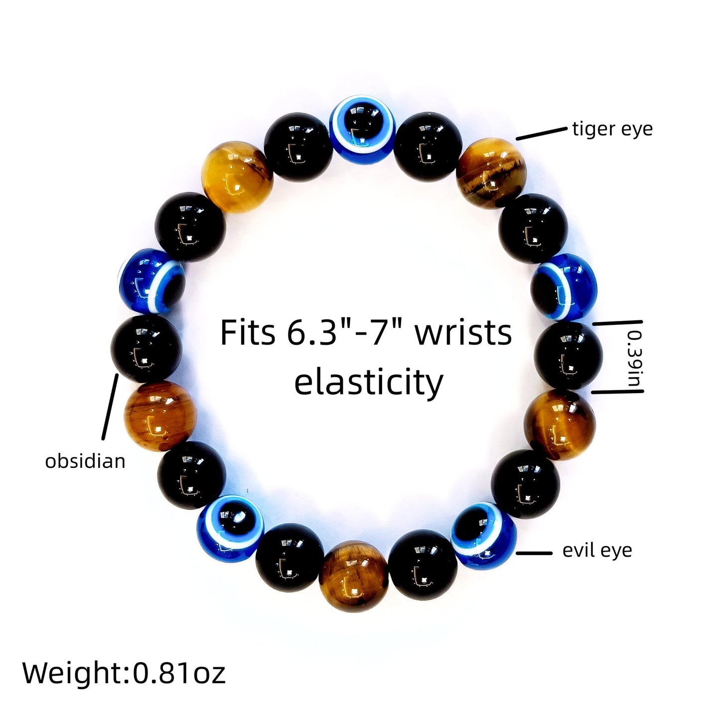 WEFRIN Triple Protection Bracelet for Bring Luck and Prosperity Hematite Black Obsidian Tiger Eye Stone Bracelets for Men Women, Beaded Buddha Healing Rope Uni Bracelet (2pcs) (I)