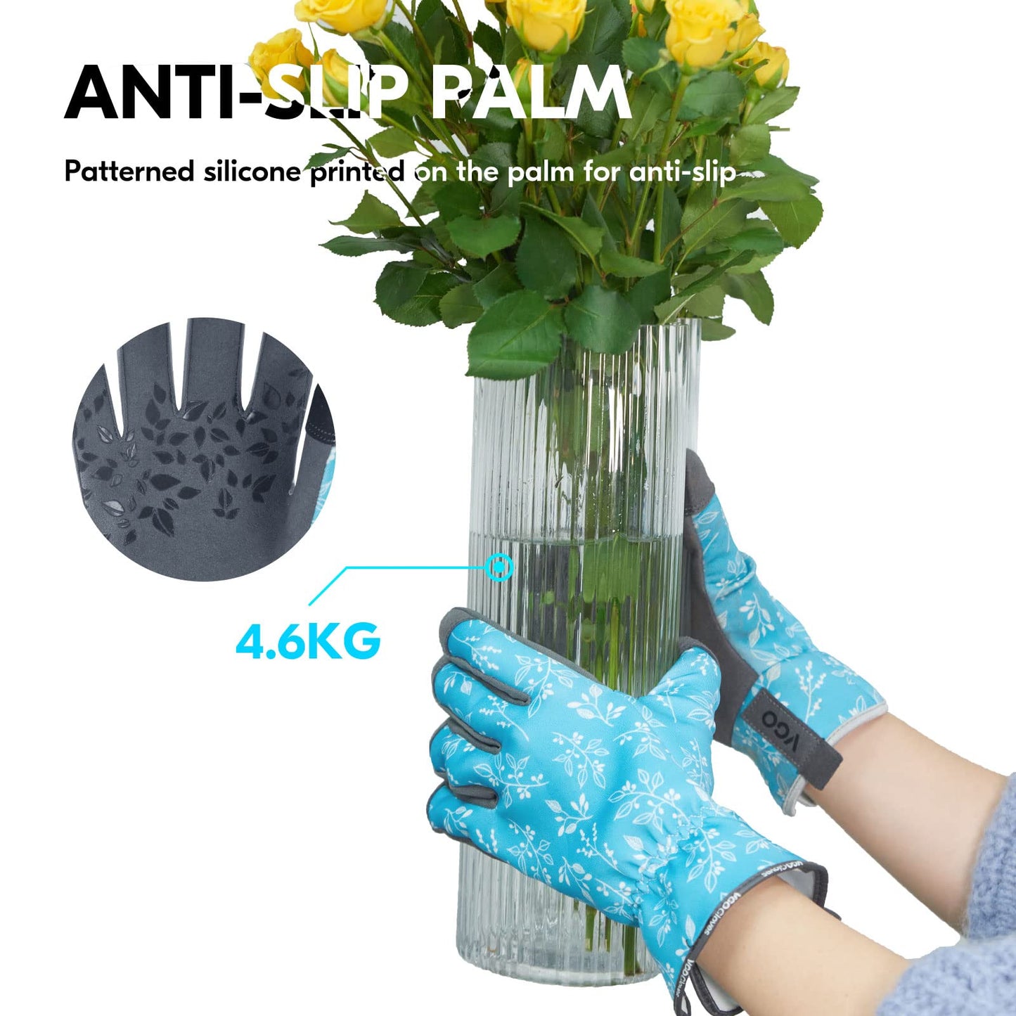 Vgo... Gardening Gloves for Women,Puncture-proof,Thornproof,Safety Work Gloves for Weeding,Digging,Touchscreen,Synthetic Leather(M,Blue,SL7476)