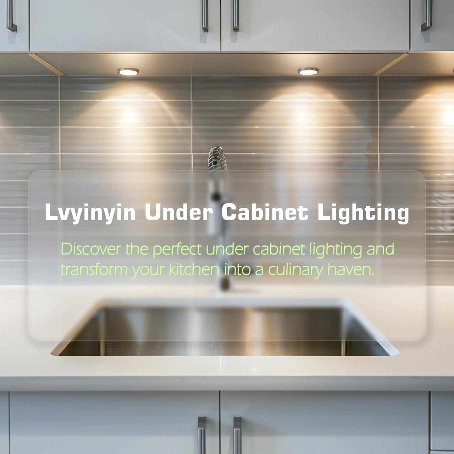 Lvyinyin Under Cabinet Lighting Kit, Curio Display Case Lighting, Dimmable Wireless RF Remote Control, Linkable Wired LED Puck Lights, AC120V to DC12V, Hardwired or Wall Plug, Daylight, 14 Lights