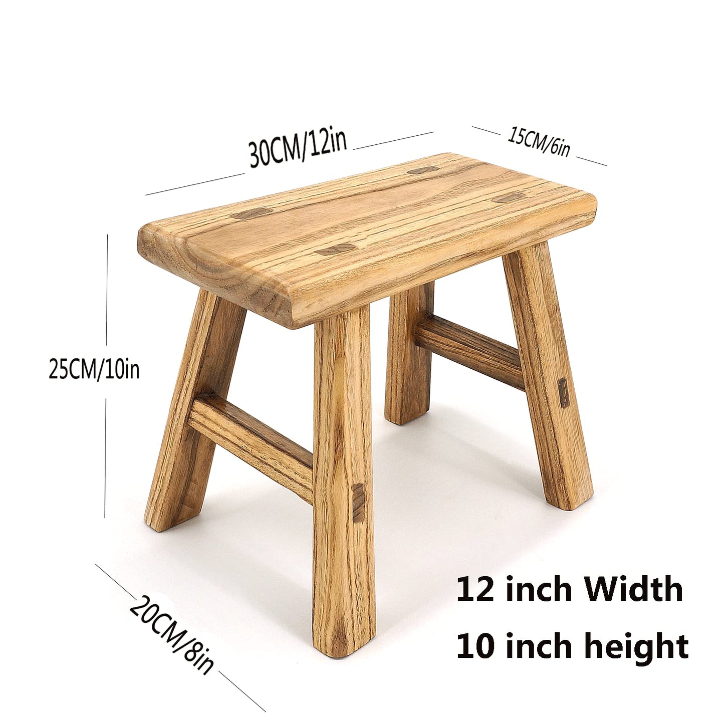 ANQILEE Handmade Solid Wood Stool Milking10 Height Wooden Step Stool Simple Wooden Viking (12" Long 6" Wide)