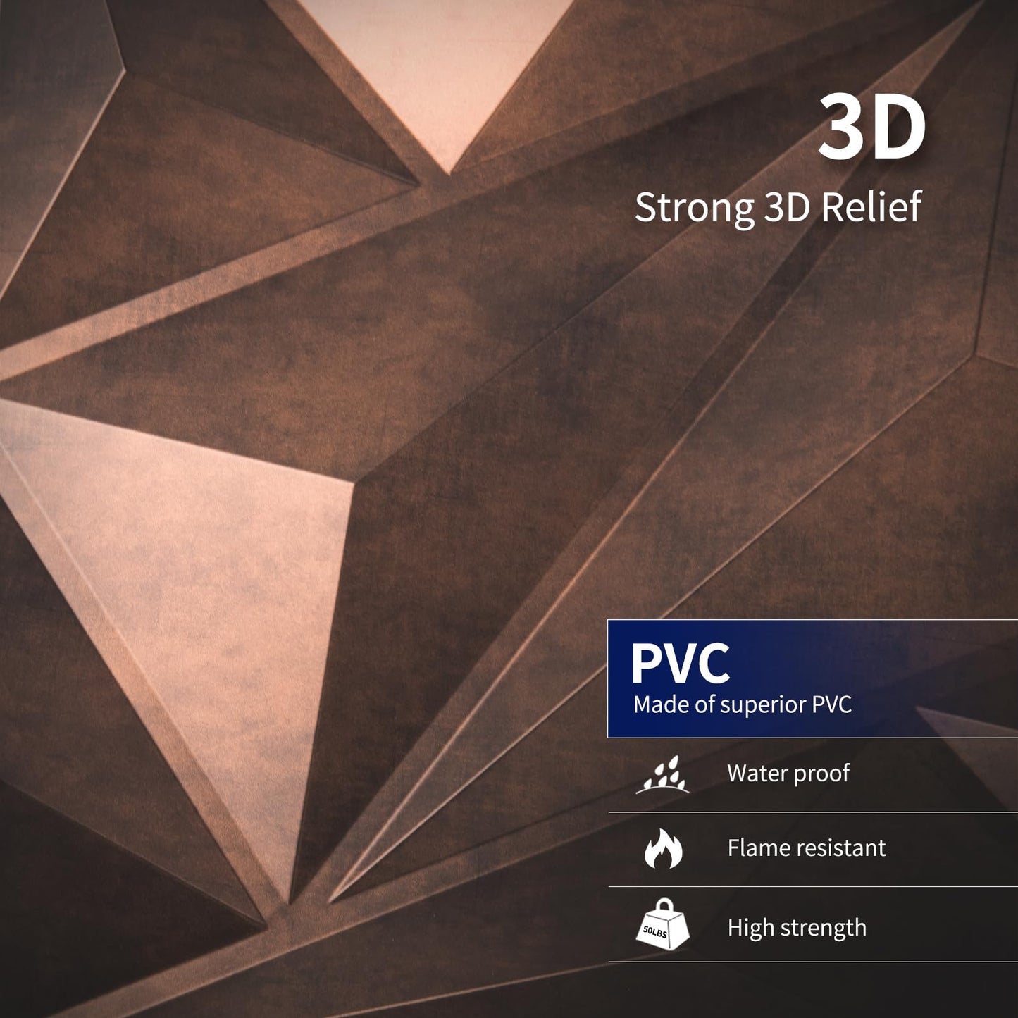 Art3dwallpanels PVC 3D Wall Panel Diamond for Interior Wall Décor, Wall Decor PVC Panel, 3D Textured Wall Panels, Pack of 12 Tiles, Antique Copper