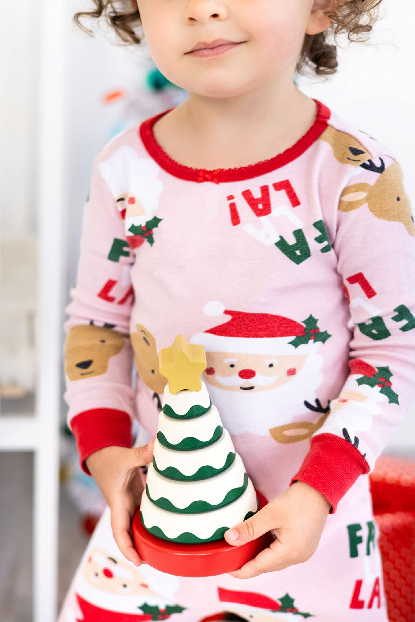 Pearhead Christmas Tree Stack Toy - Holiday Nursery Décor and Stacking Rings for Baby