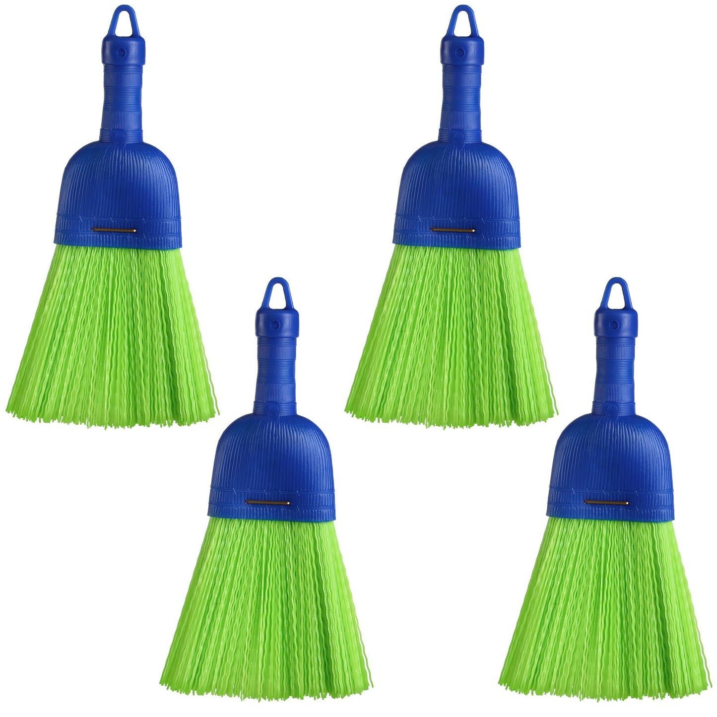 Domensi 4 Pcs Whisk Broom Poly Fiber Handheld Brush Hand Brush Outdoor Car Broom with Hang Hole for Cleaning Inddoor Porches Floors Decks Driveways Dirt Dust