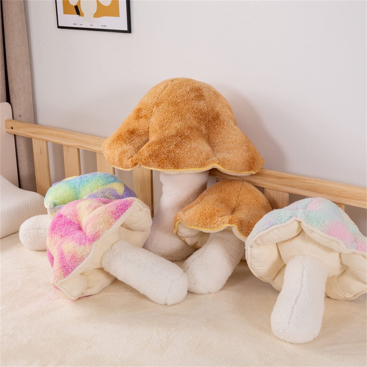 LICHENHAO Mushroom Pillow Floor Pillow Sofa Cushion Home Decoration Pillows Reading Pillow (Khaki, 32cm)