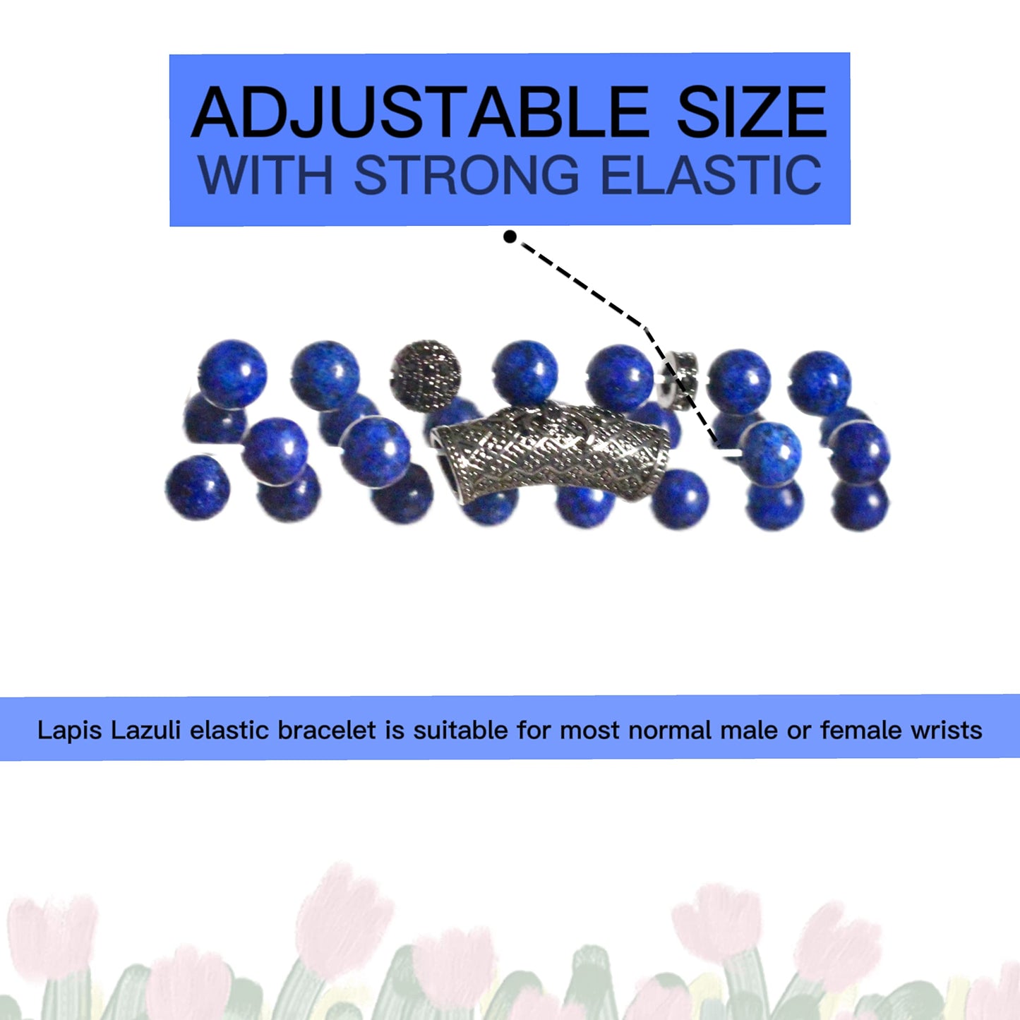 GDLKPYHS Lapis Lazuli Bracelet, Handmade Beaded 8 MM Beads Adjustable Stretch Beaded Bracelets Healing Crystal Chakra Bracelet Men's and Women's Gifts