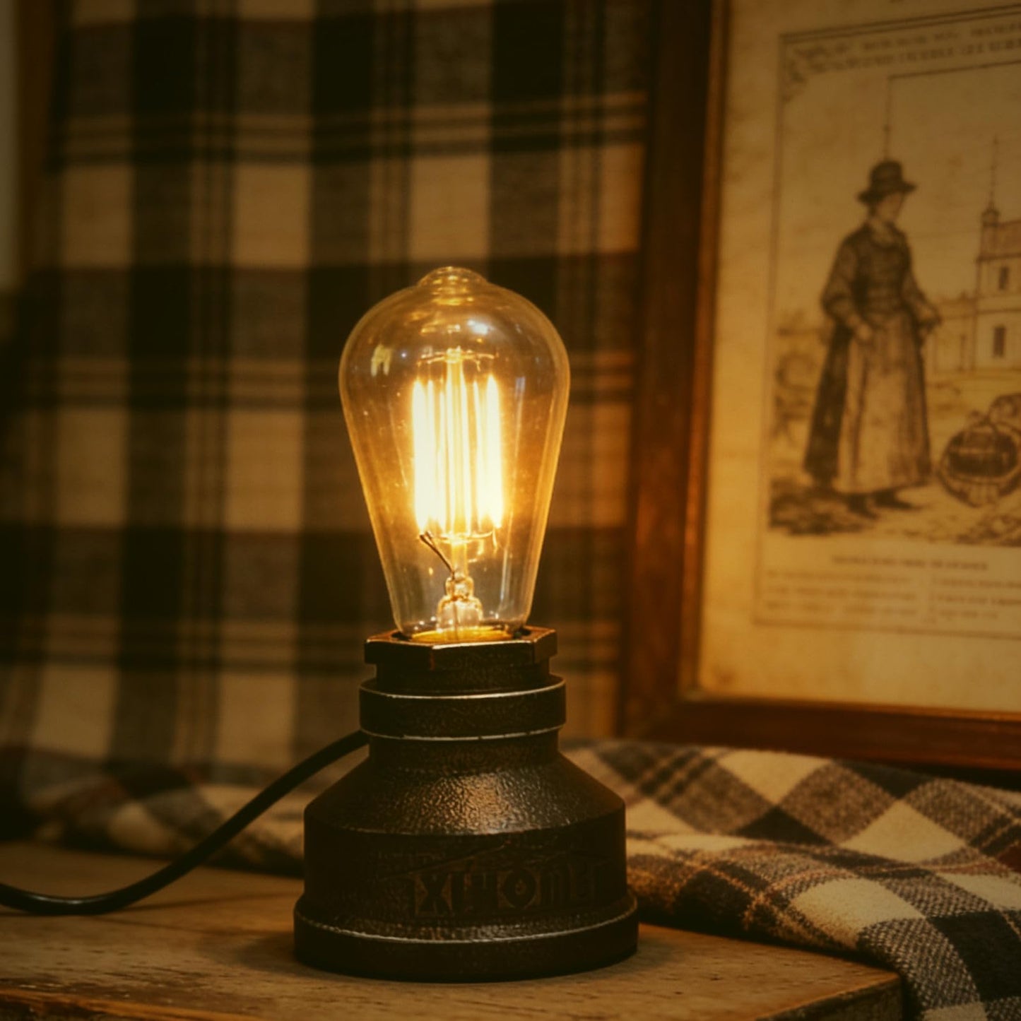 XIHOME Vintage American Village Style Desk Light Creative Table Lamp Iron Steel Water Pipe Table Night Lights,Rustic Loft Industrial Steampunk Retro Base E26 Holder Fitting Lighting Fixture LED Edison