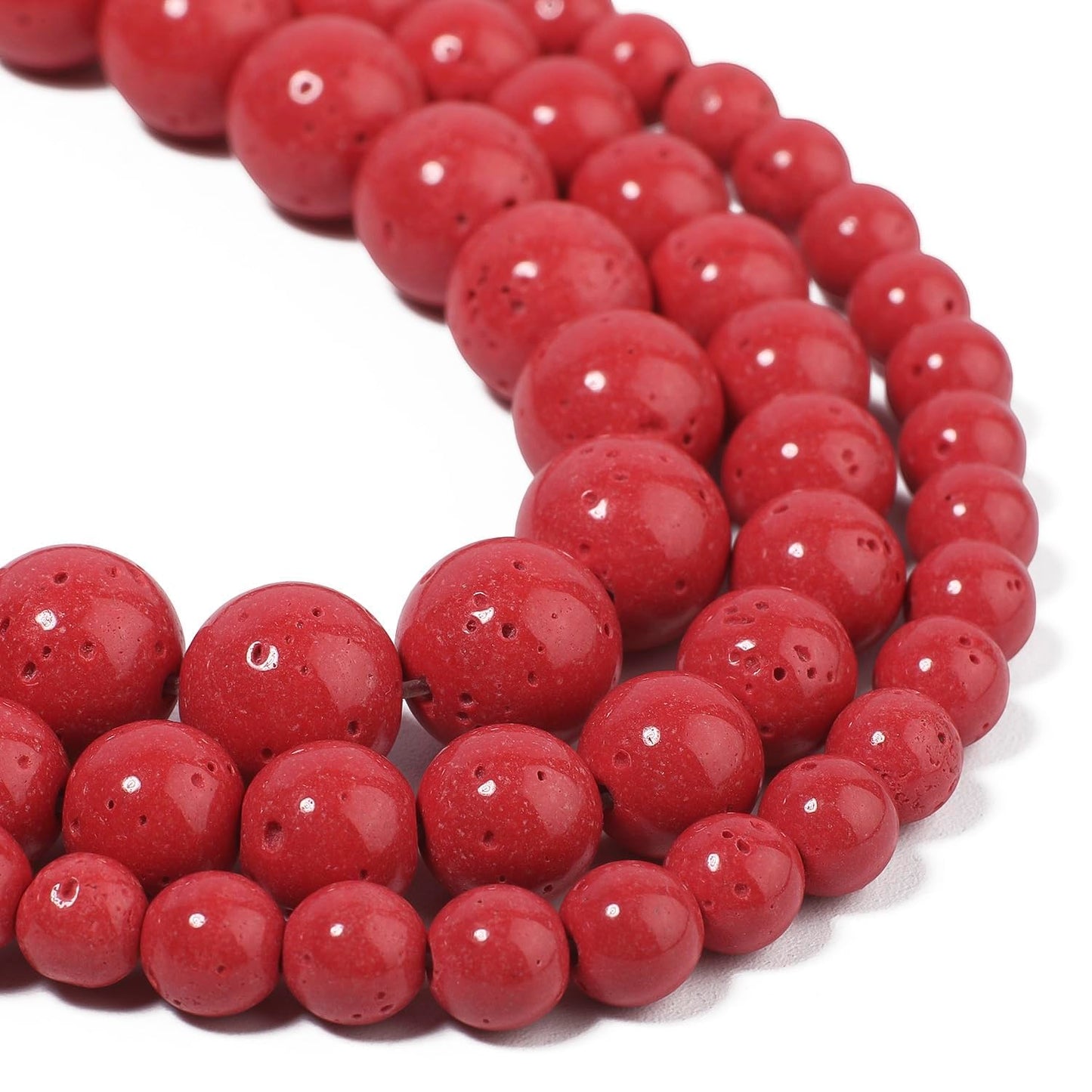 Yochus 60pcs Red Coral Beads，6mm Healing Power Natural Stone Round Loose Gemstone Beads for Jewelry Making Earring Necklace DIY Crafts