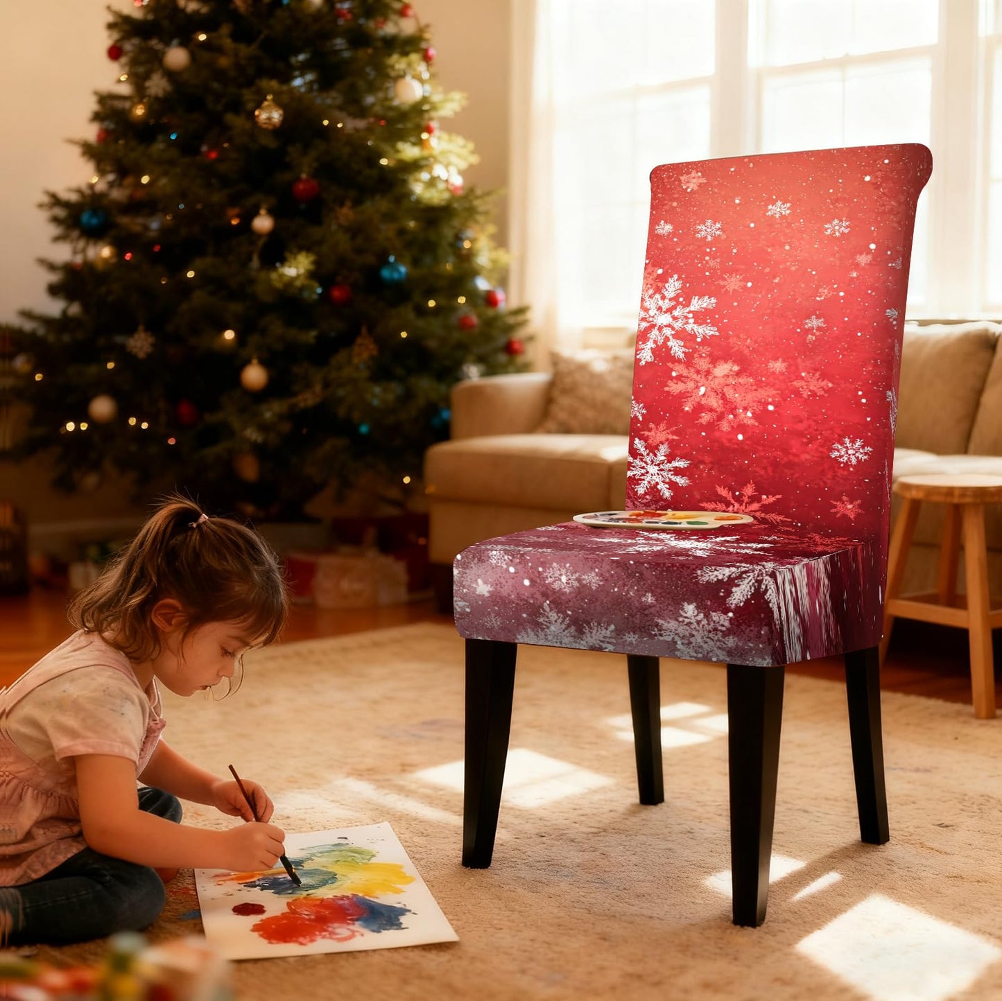 Nuxovilar Red Snowflake Stretch Chair Covers 23.6x70 Inches - Dining Chair Slipcovers Set of 2, Elegant Decor for Dining Room, Parties & Daily Use